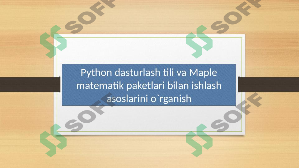 Python dasturlash tili va Maple matematik paketlari bilan ishlash asoslarini o'rganish