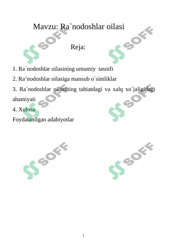ra'nodoshlar oilasi