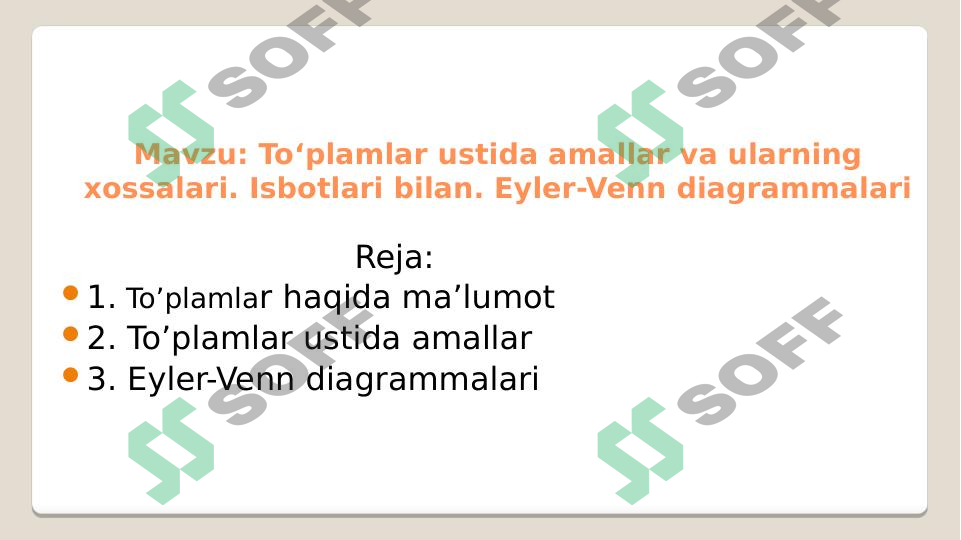 to'plamlar ustida amallar