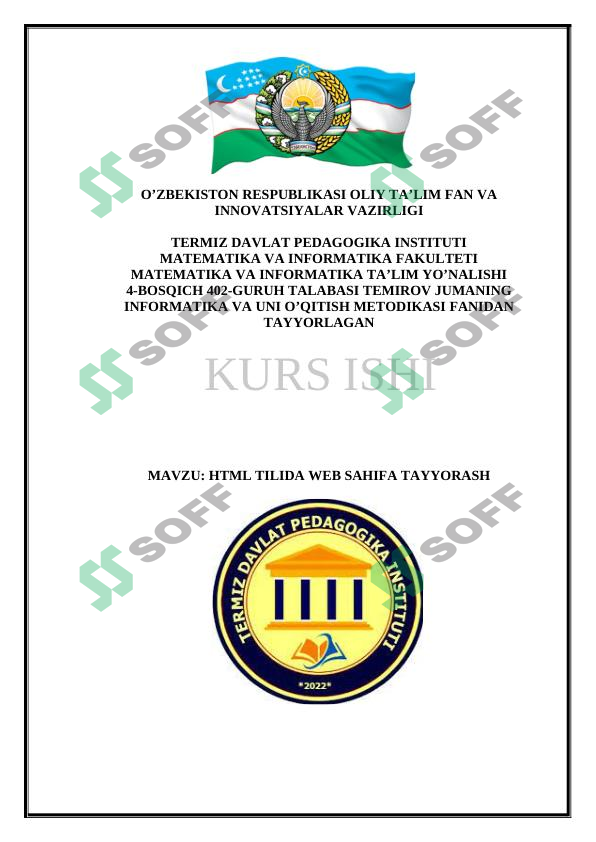 HTML TILIDA WEB SAHIFA TAYYORASH