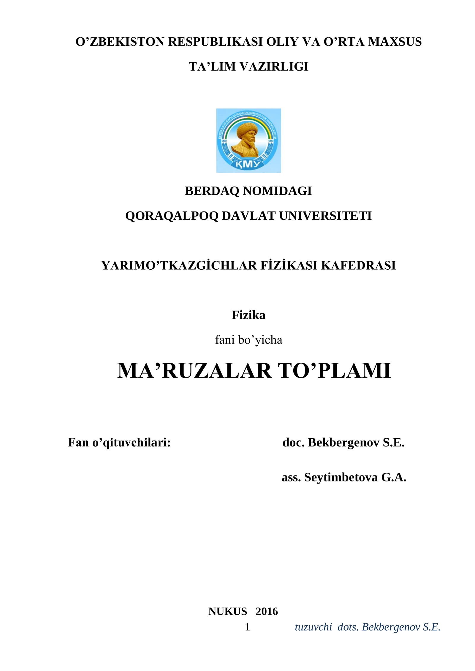 FIZIKA FANI HAQIDA. MODDIY NUQTANING TO’G’RI CHIZIQLI HARAKATI
