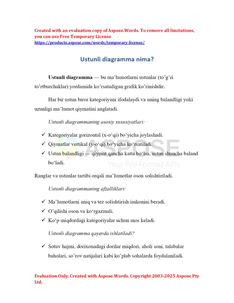 Ustunli diagrammalar