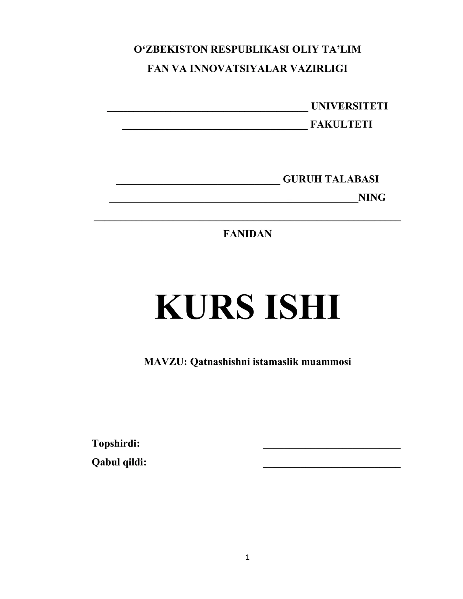 Qatnashishni istamaslik muammosi
