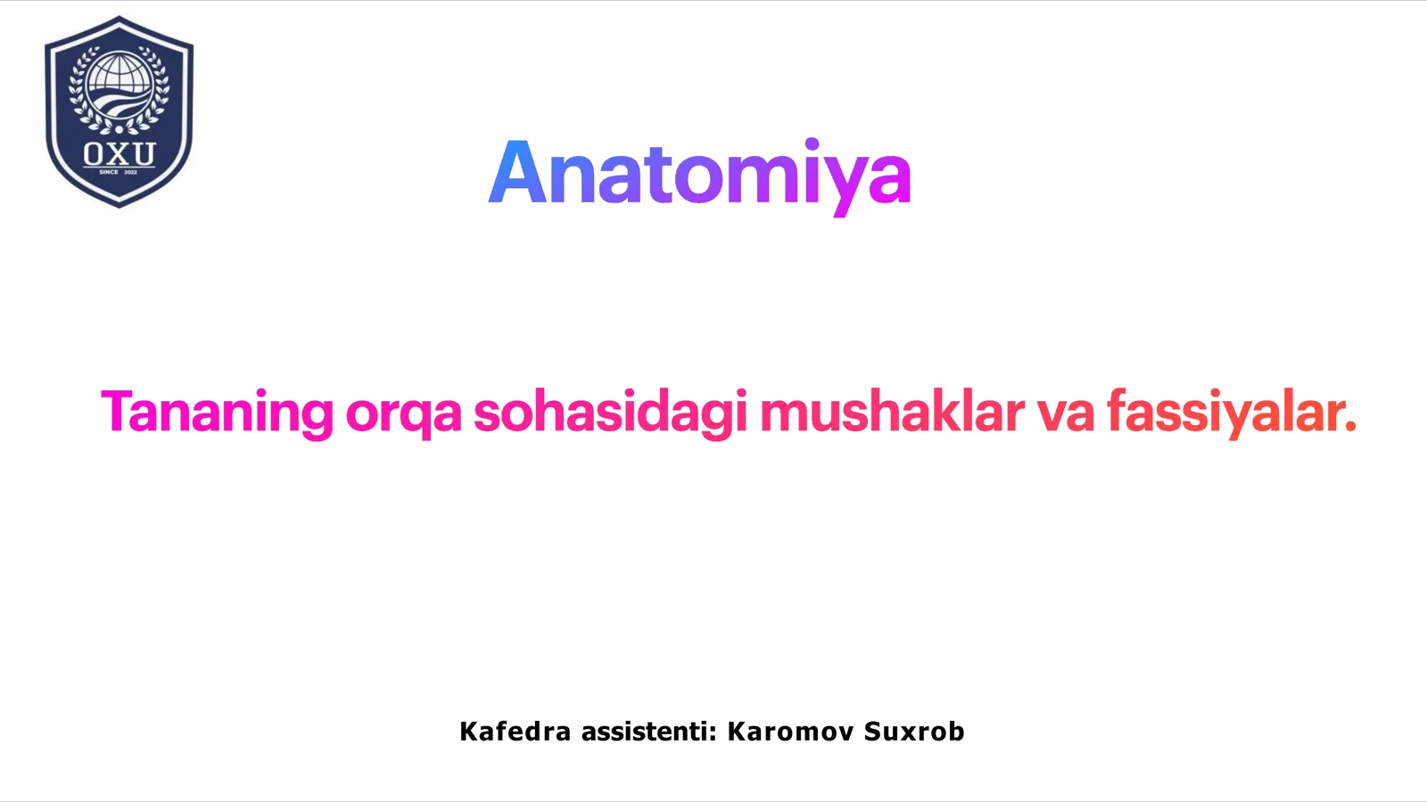 Orqa guruh mushaklari klassifikatsiyasi