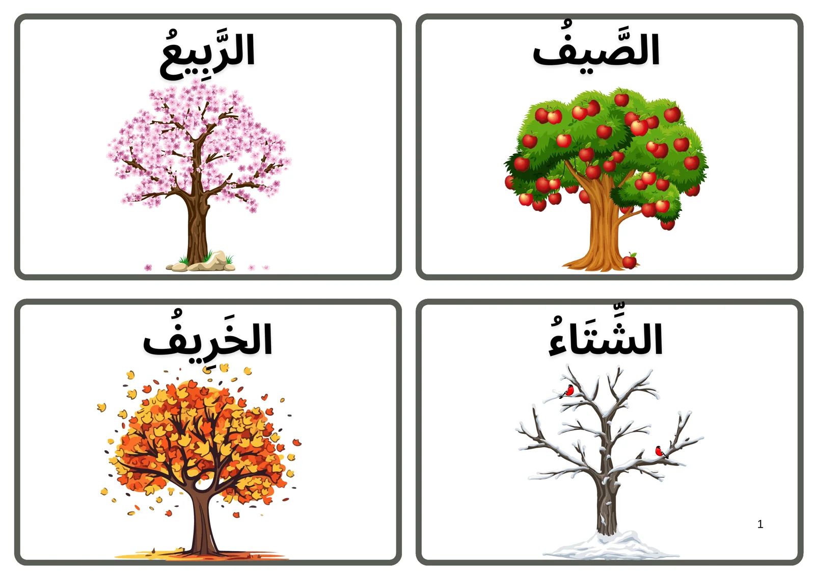 CARDS Arab tilida yil fasllari