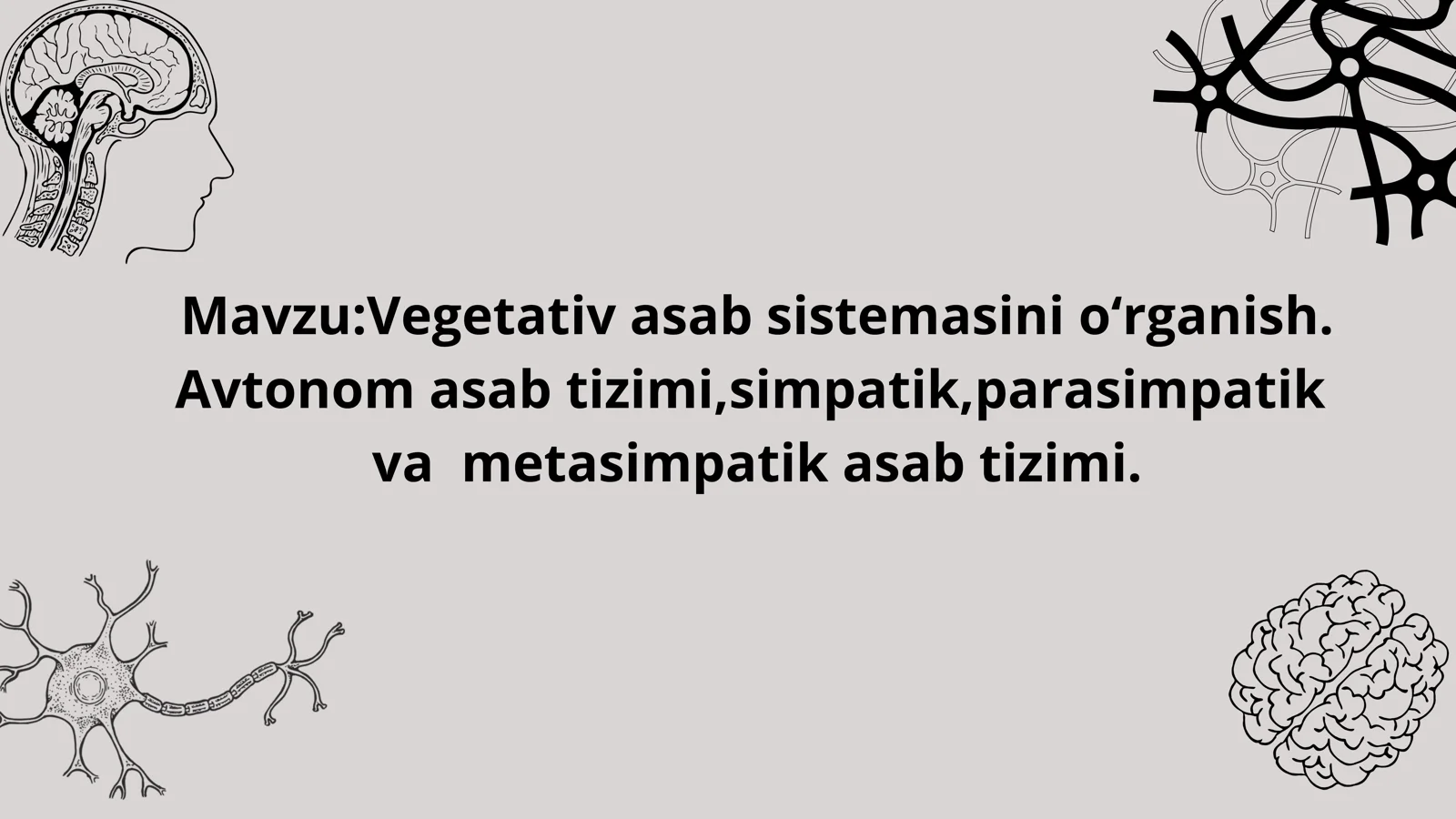 Vegetativ asab sistemasini oʻrganish