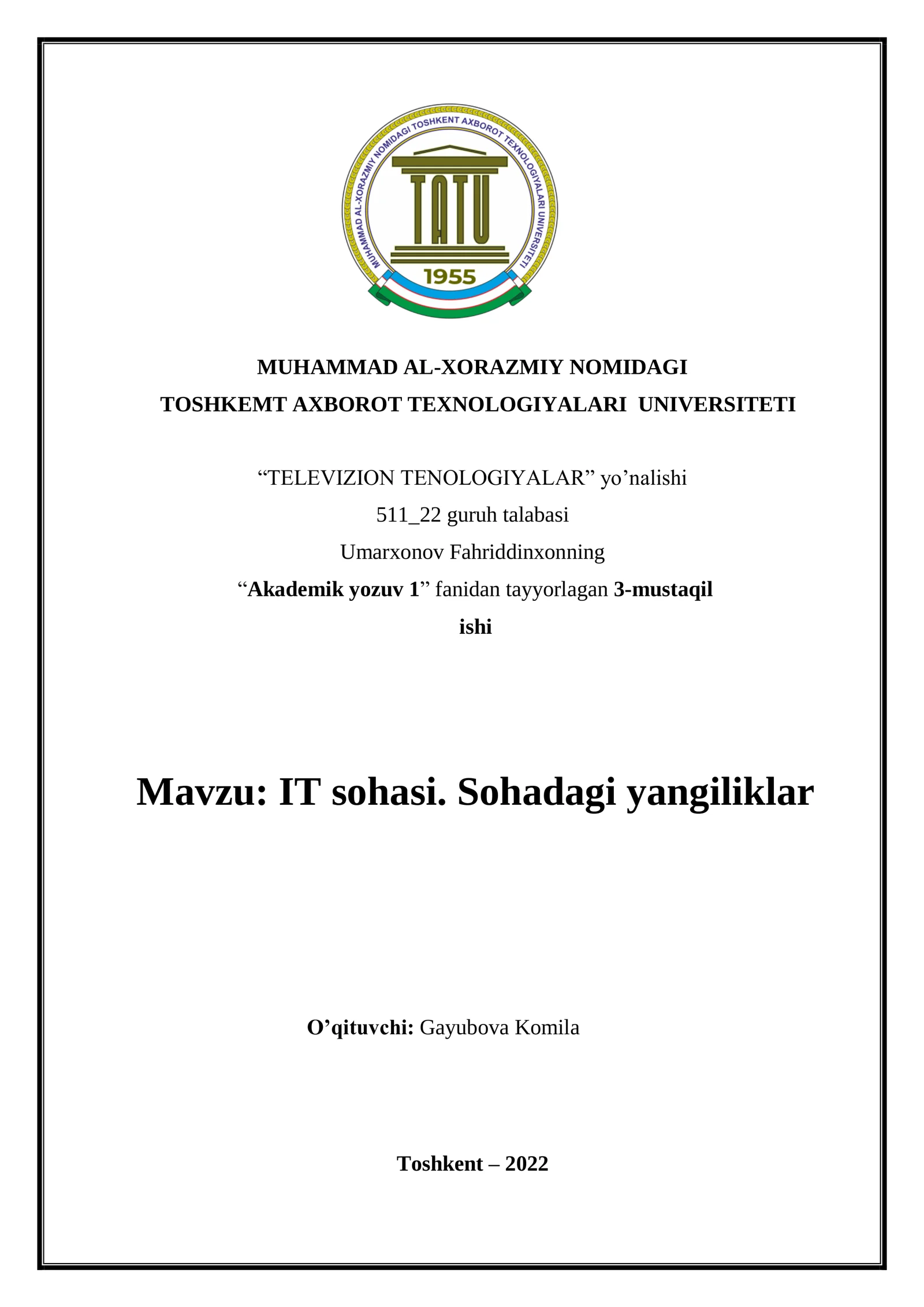 IT sohasi. Sohadagi yangiliklar