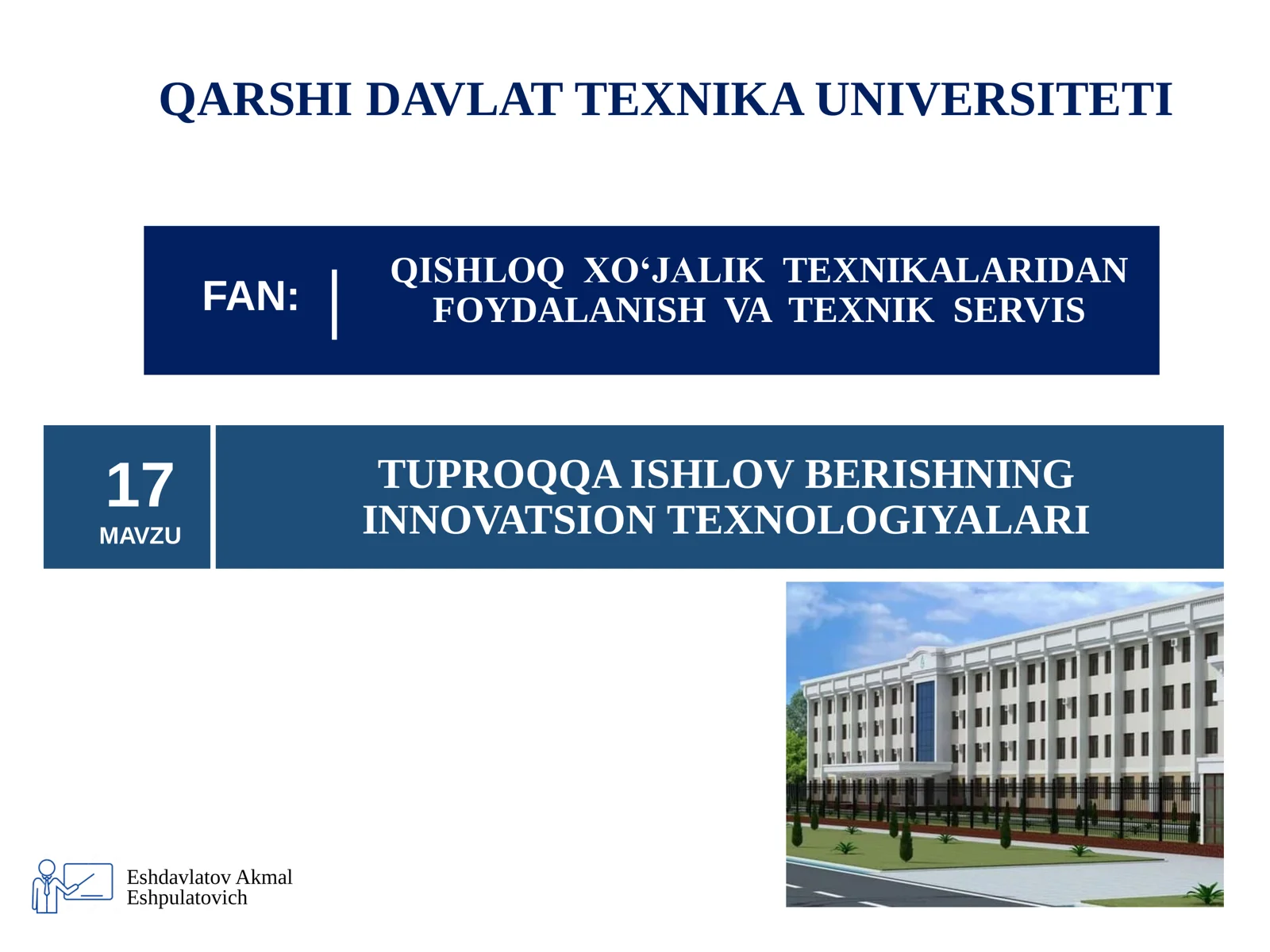 TUPROQQA ISHLOV BERISHNING INNOVATSION TEXNOLOGIYALARI