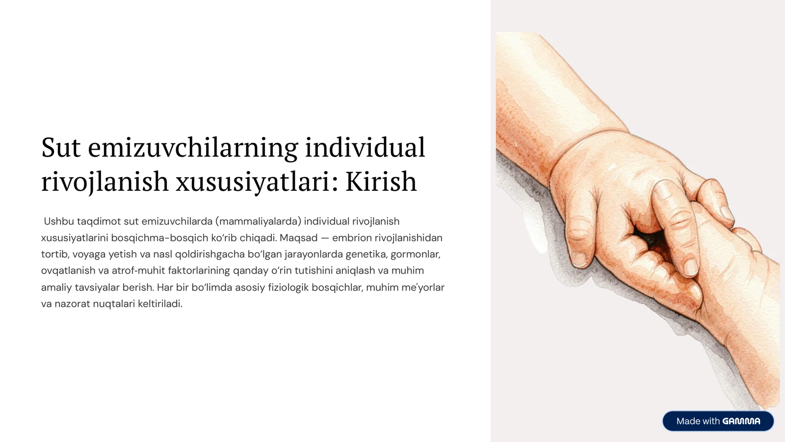 Sut emizuvchilarning individual rivojlanishi