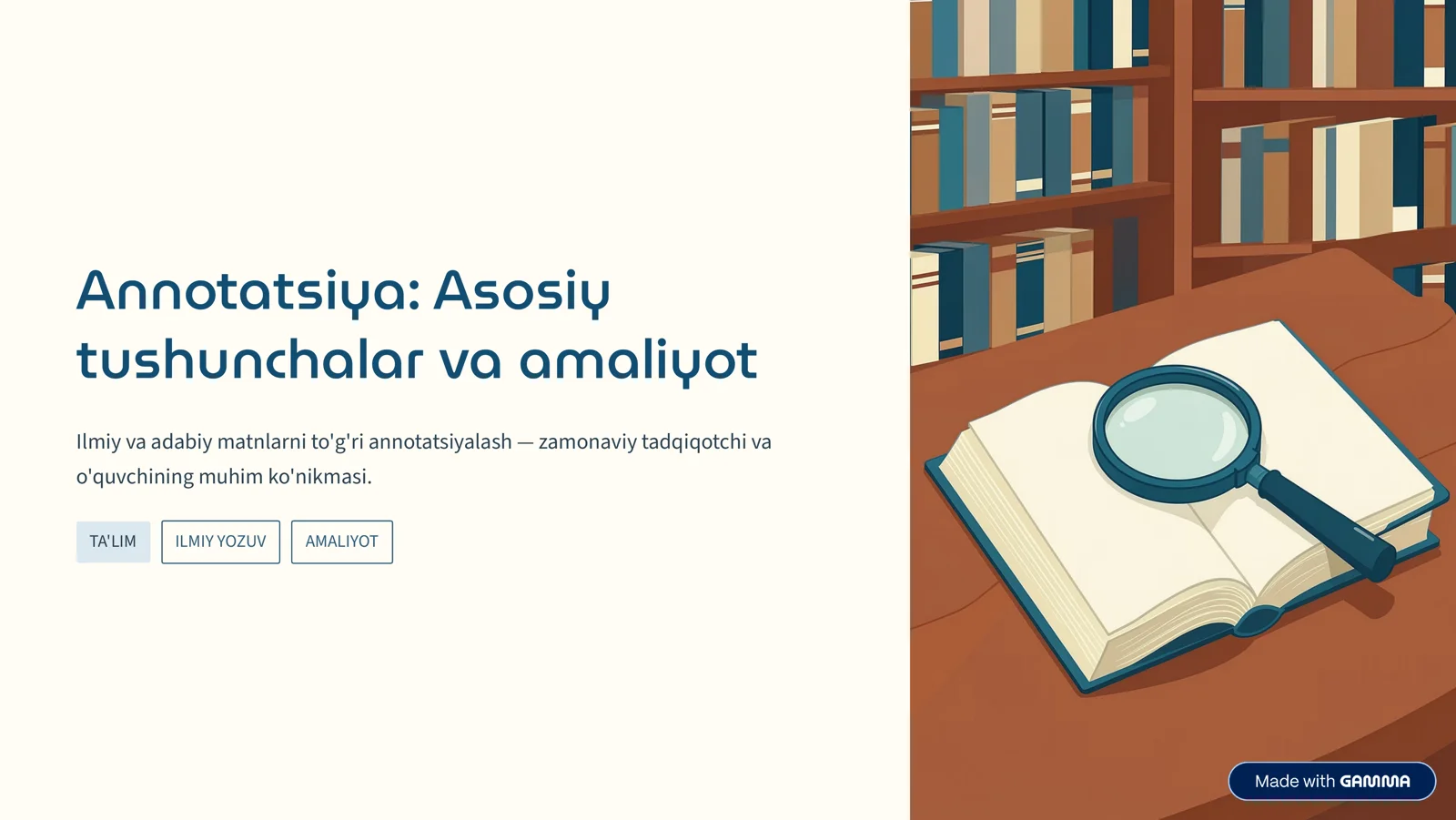 Annotatsiya: Asosiy tushunchalar va amaliyot