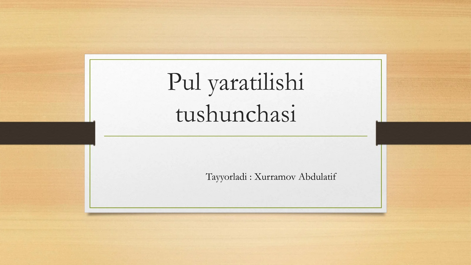 Pul yaratilishi tushunchasi