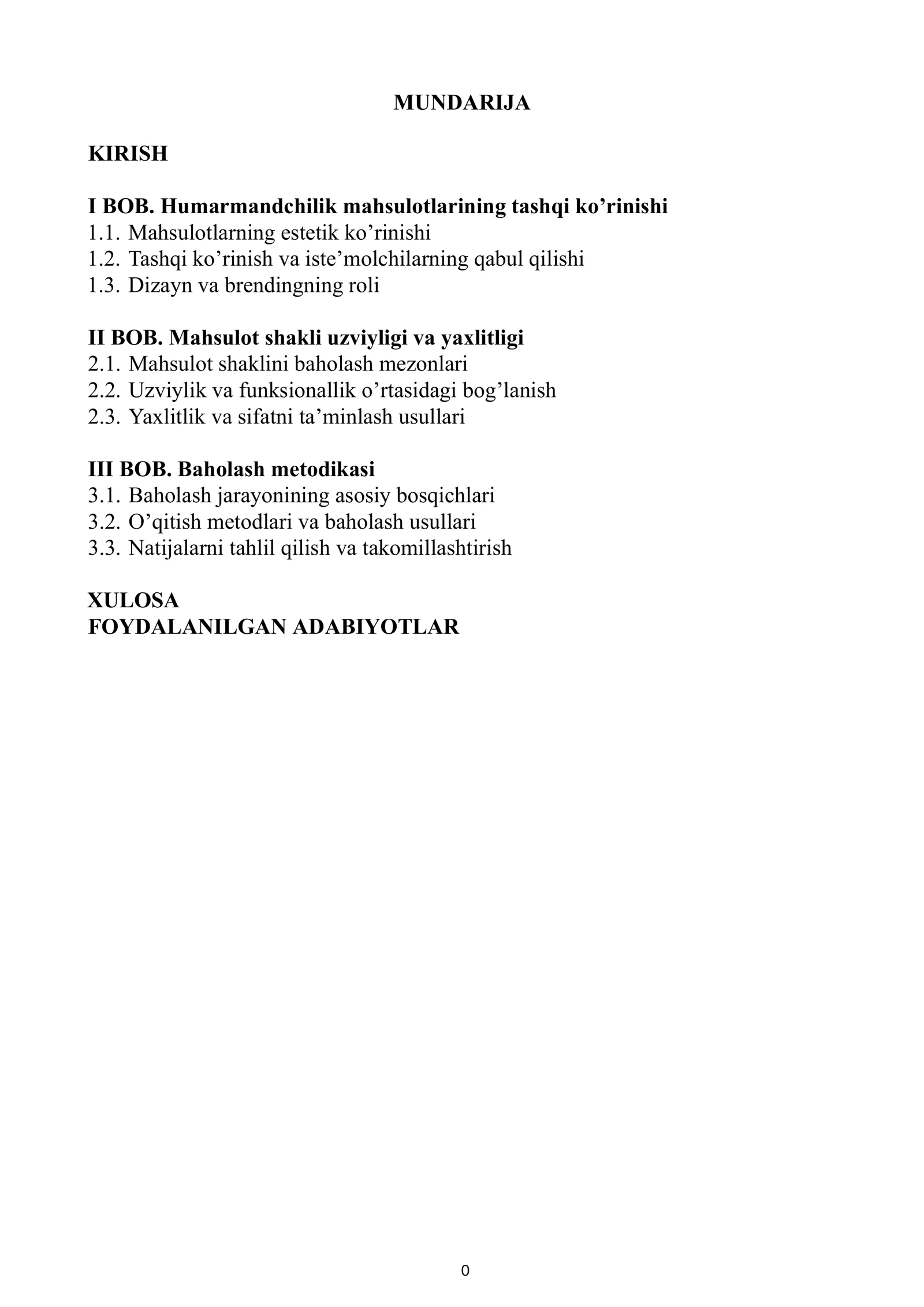 Baholash metodikasi