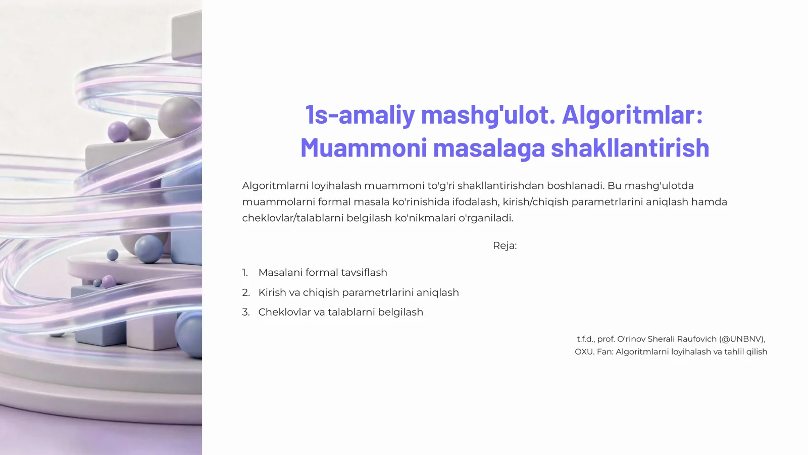 Algoritm tuzilishning amaliy