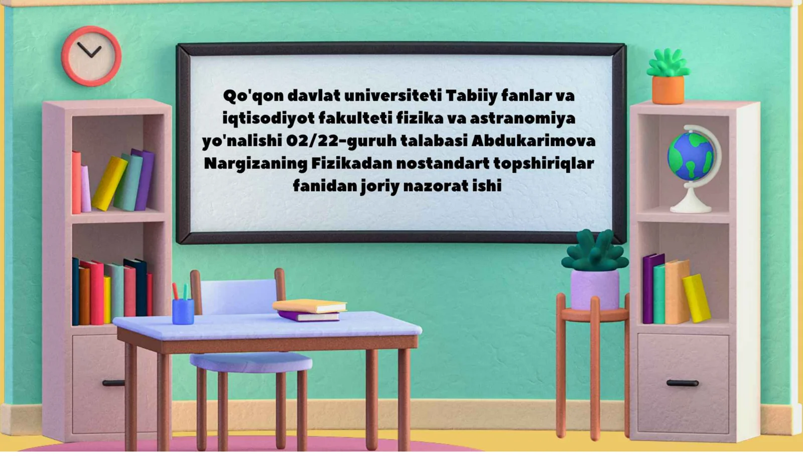 fizikadan nostandart topshiriqlar
