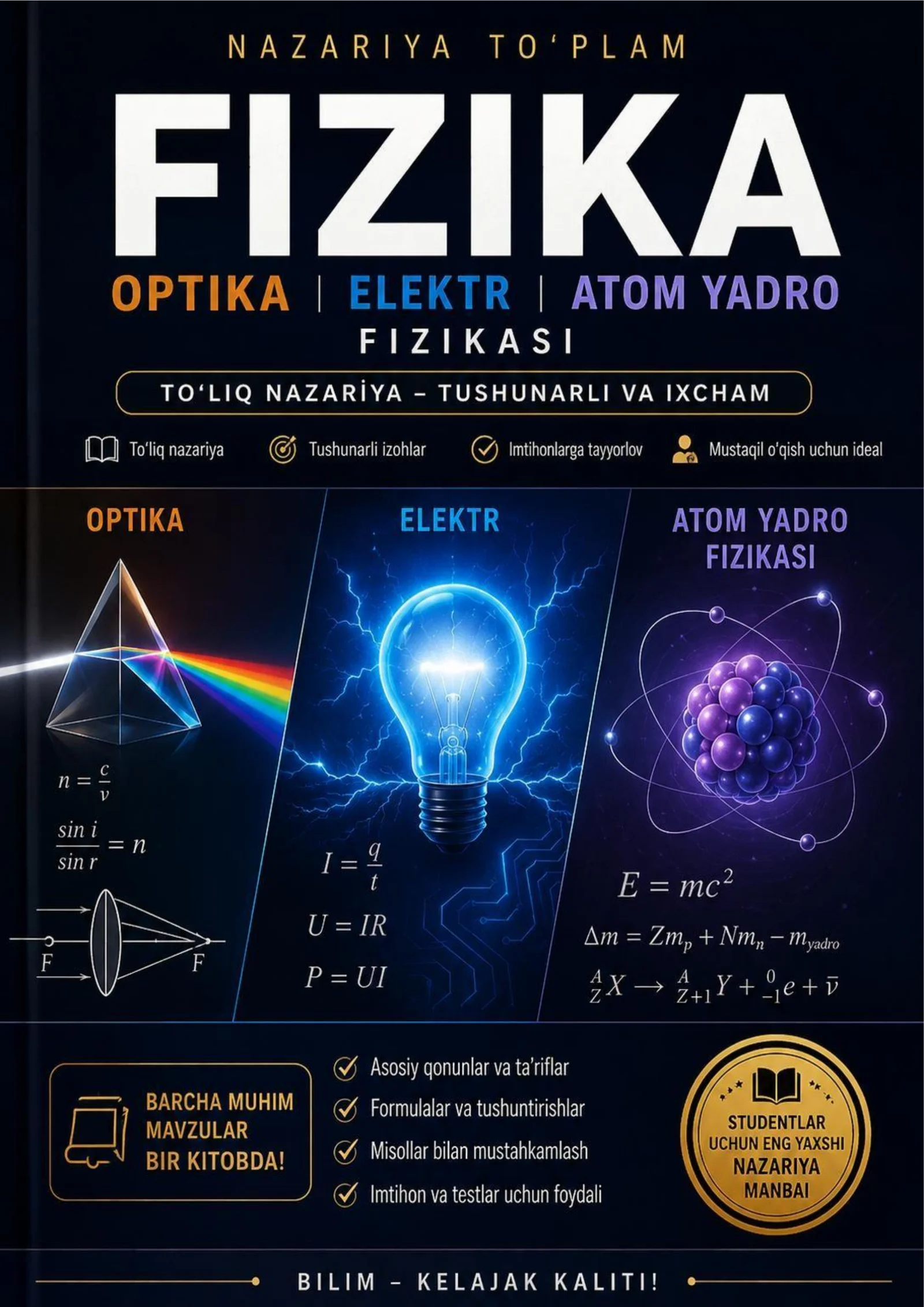 ⚡📘 FIZIKA NAZARIYASI 📘⚡ Elektr • Magnitizm • Optika • Atom va Yadro Fizikasi