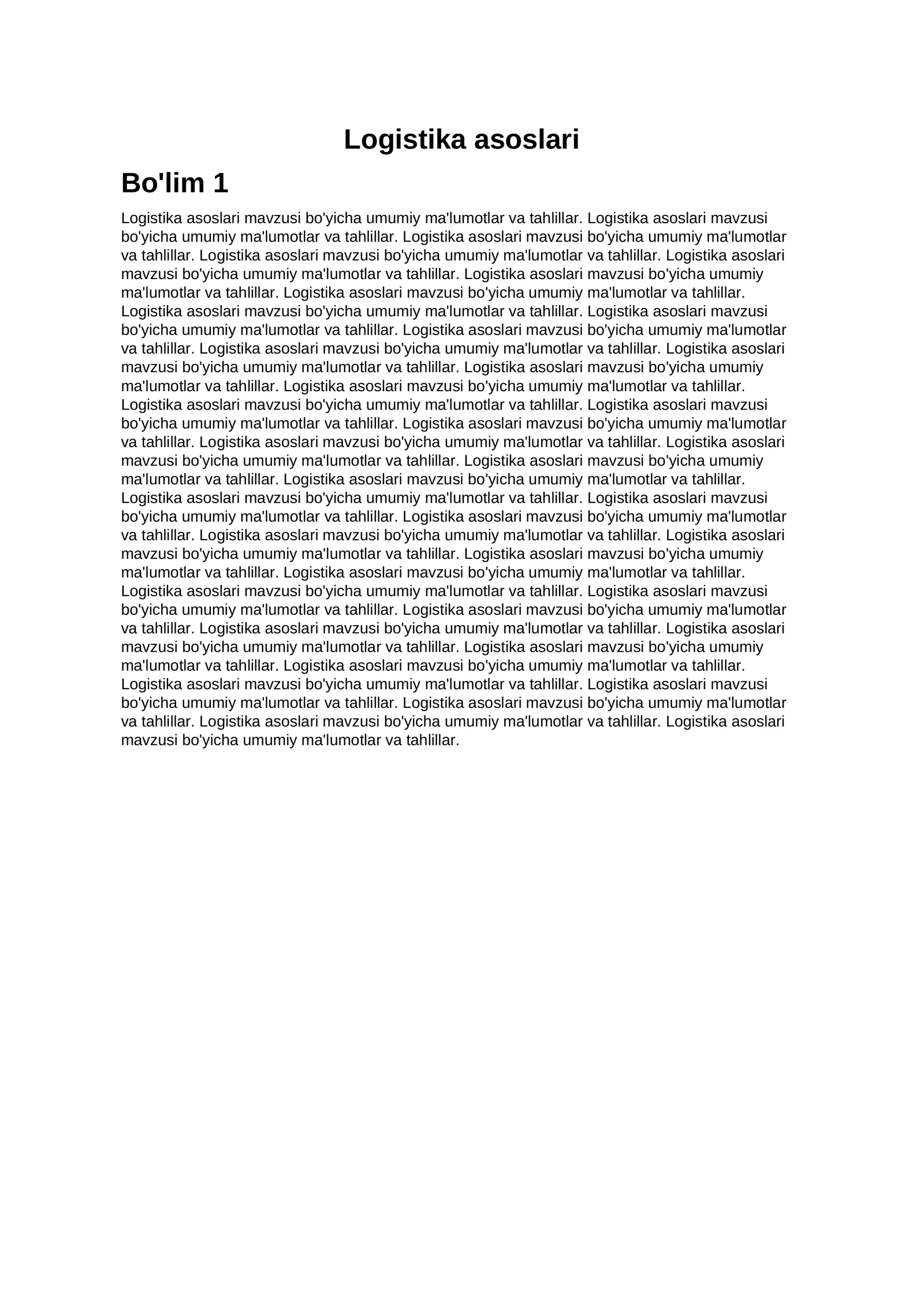 Logistika asoslari