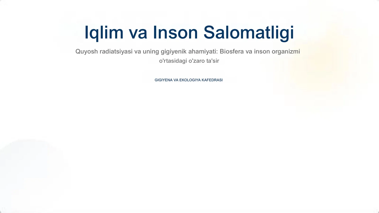 Iqlim va Inson Salomatligi