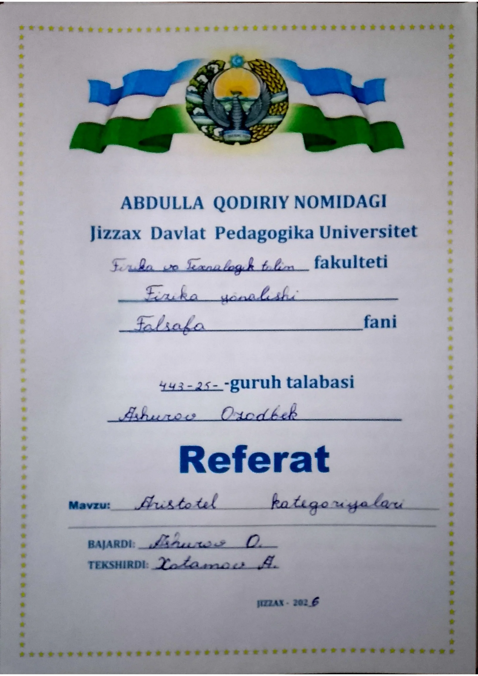 Aristotel kategoriyalari