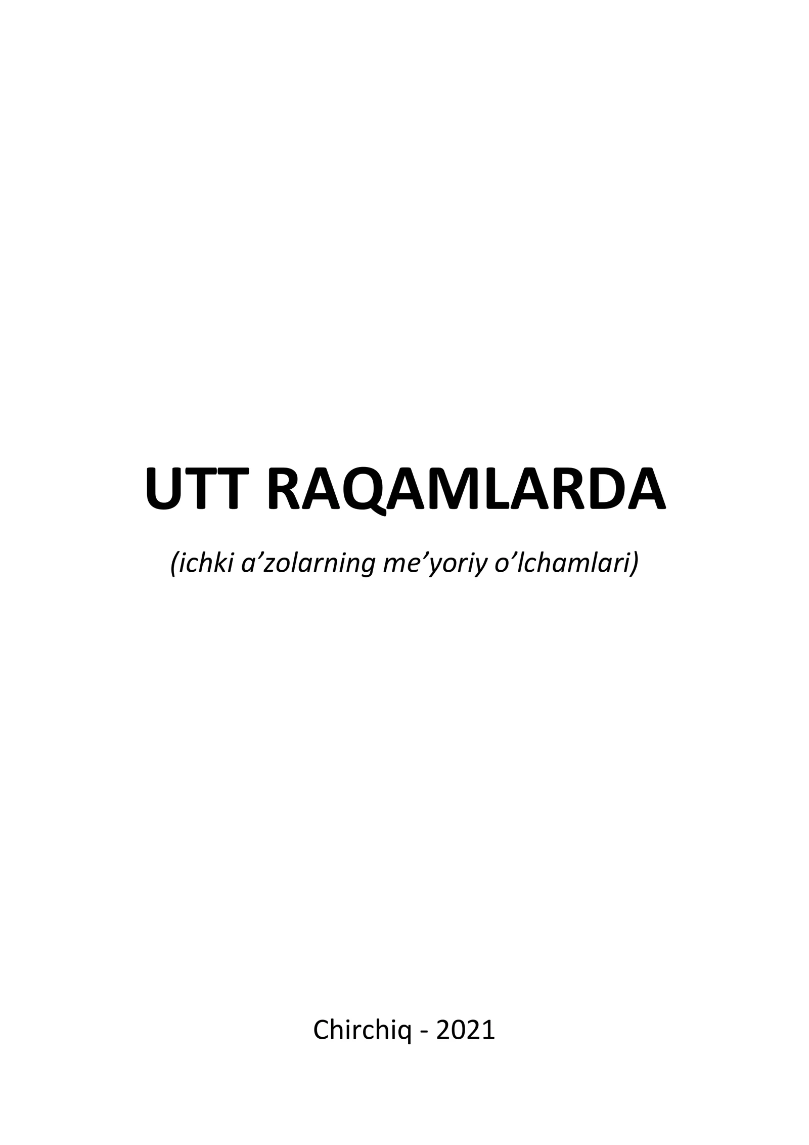 UTT RAQAMLARDA (ichki a’zolarning me’yoriy o’lchamlari)