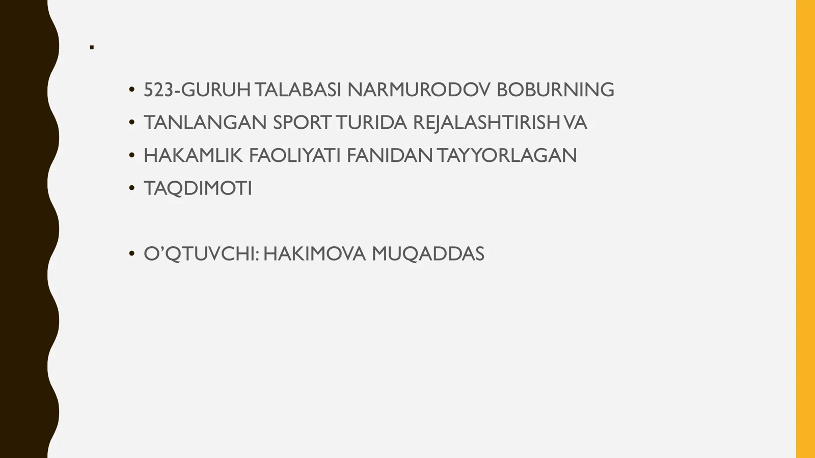 HAKAMNING MUSOBAQADAGI FAZIFALARI