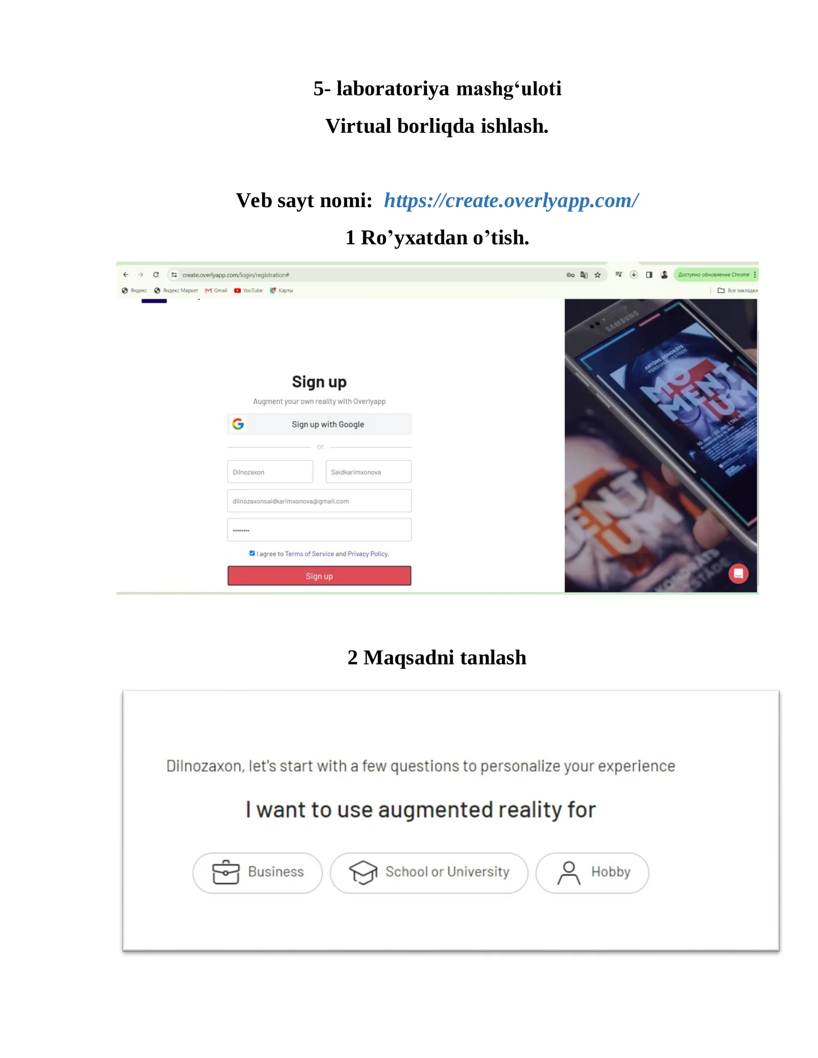 Virtual borliqda ishlash