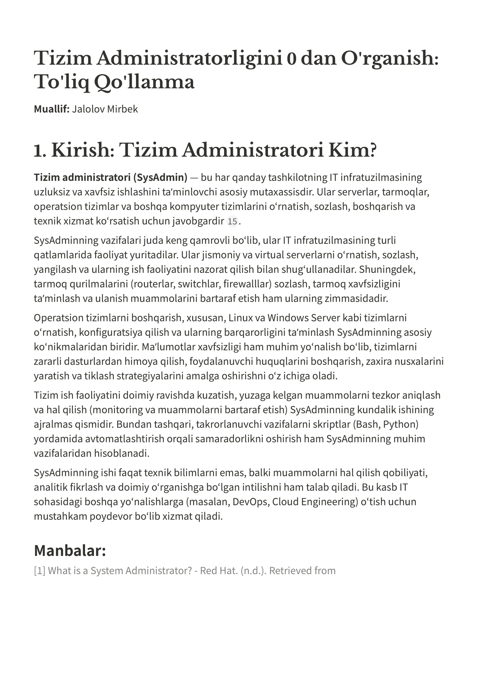 Tizim Administratorligini 0 dan O'rganish: To'liq Qo'llanma