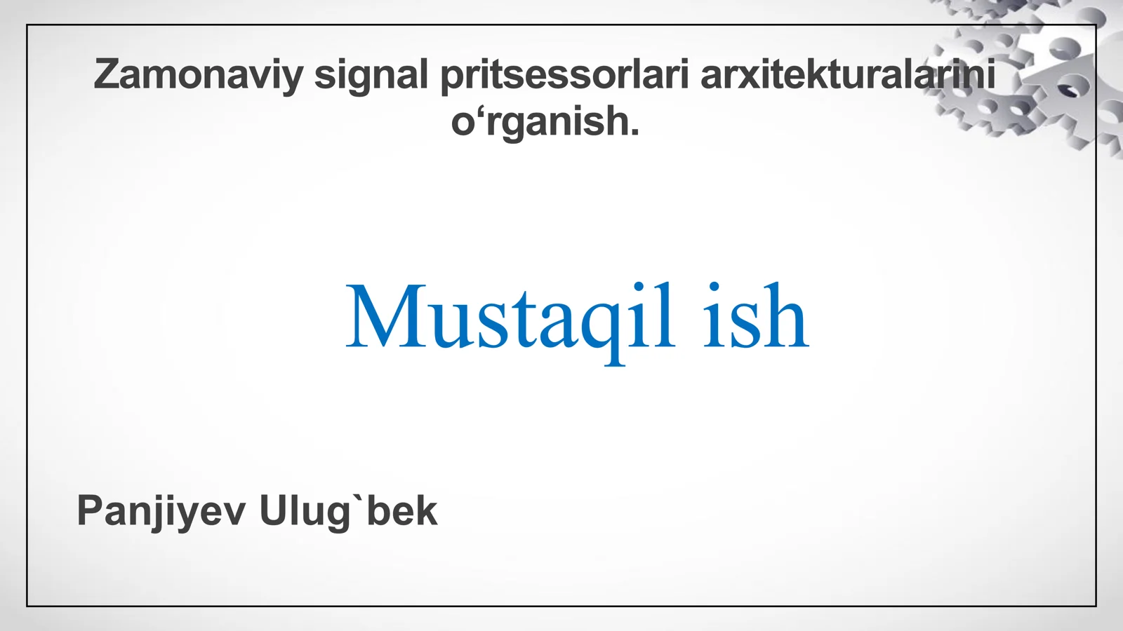 Zamonaviy signal pritsessorlari arxitekturalarini o‘rganish