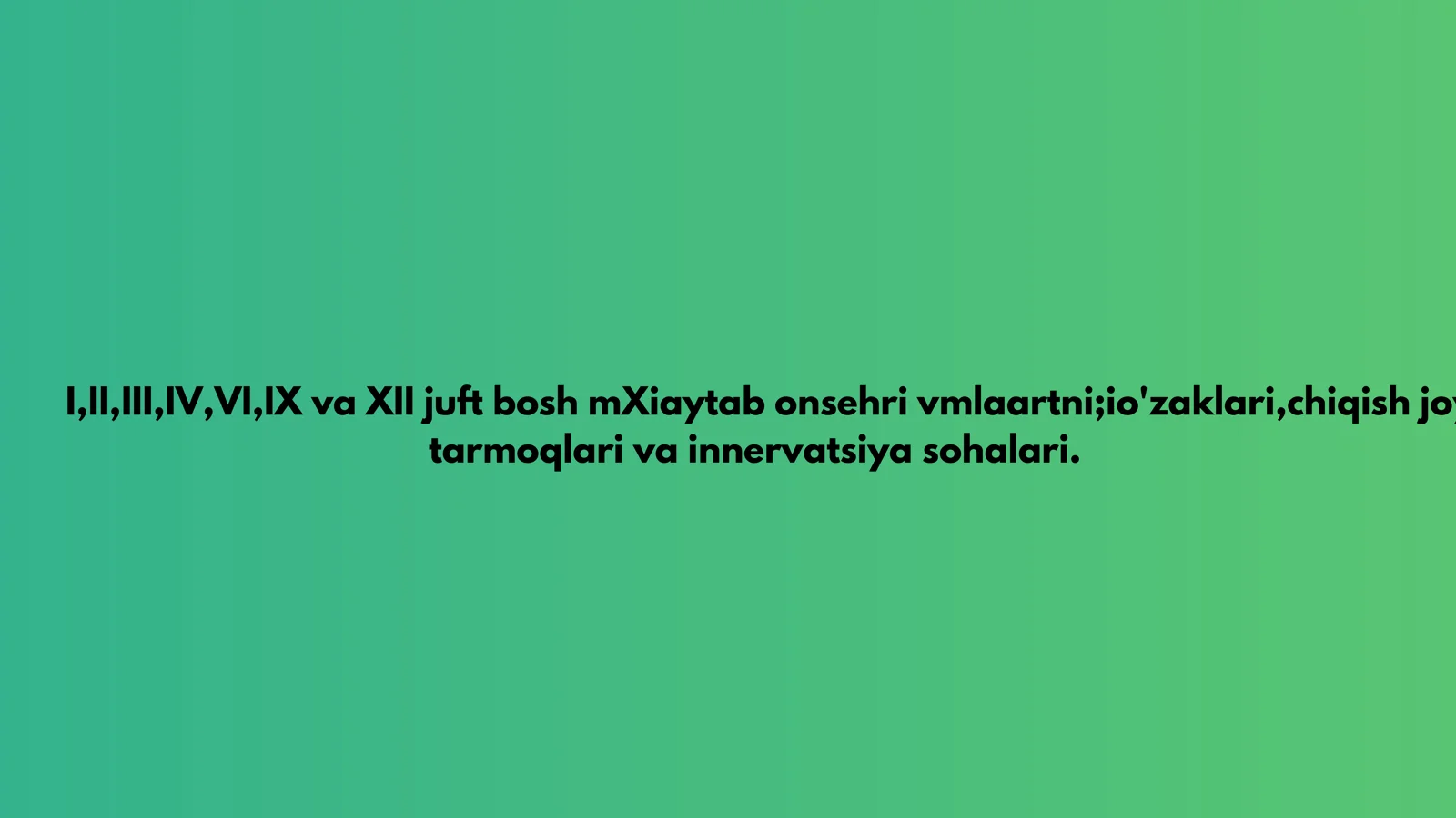 12 juft bosh miya nervlari. O'zaklari,nervlar chiqish joylari