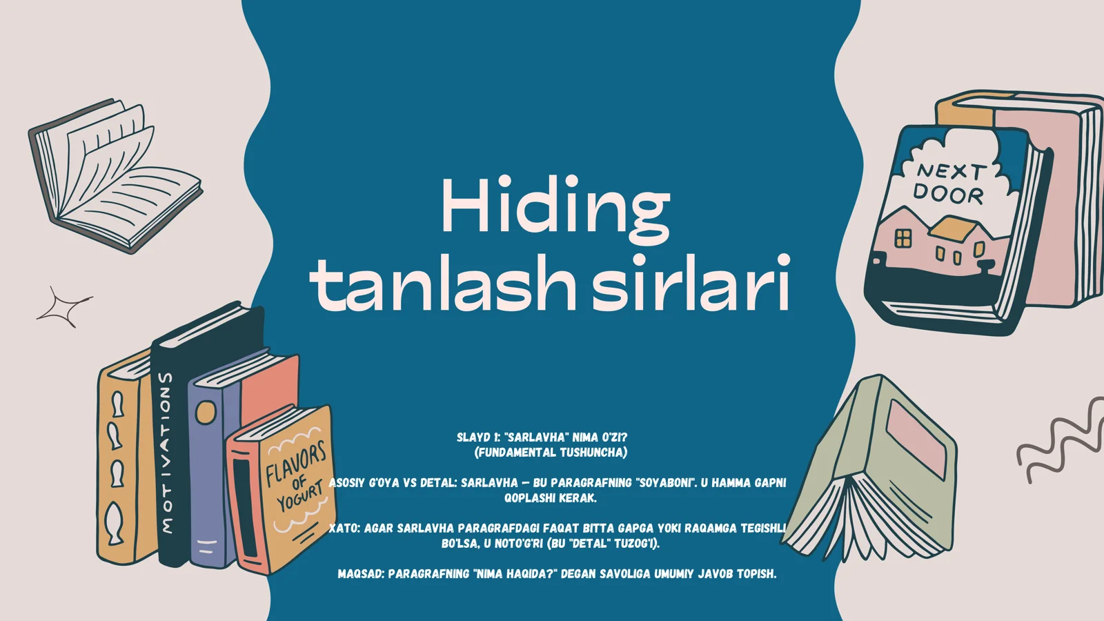 Hiding tanlash sirlari