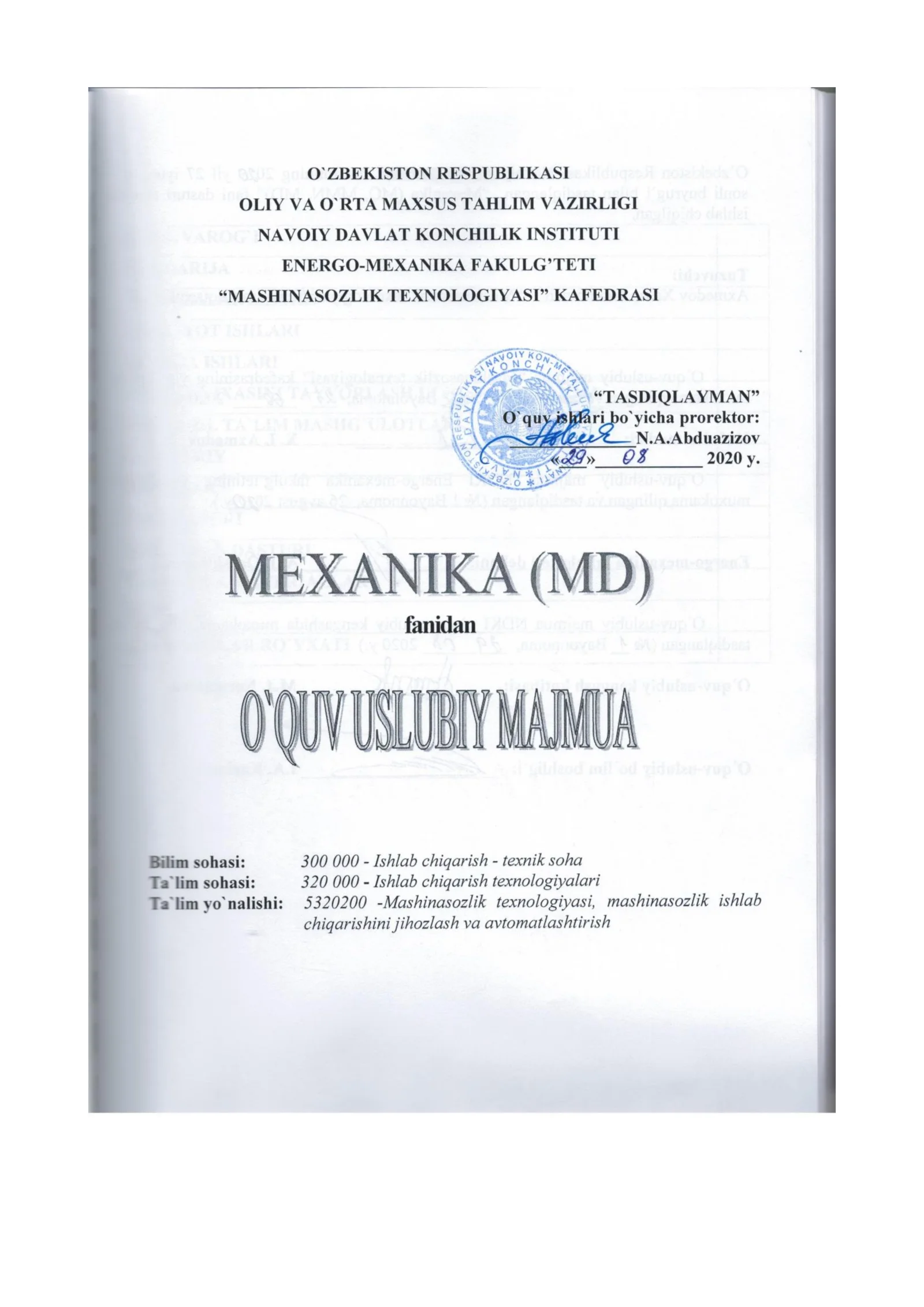 KURS LOYIXASINI TAYYORLASH UCHUN QO`LLANMA