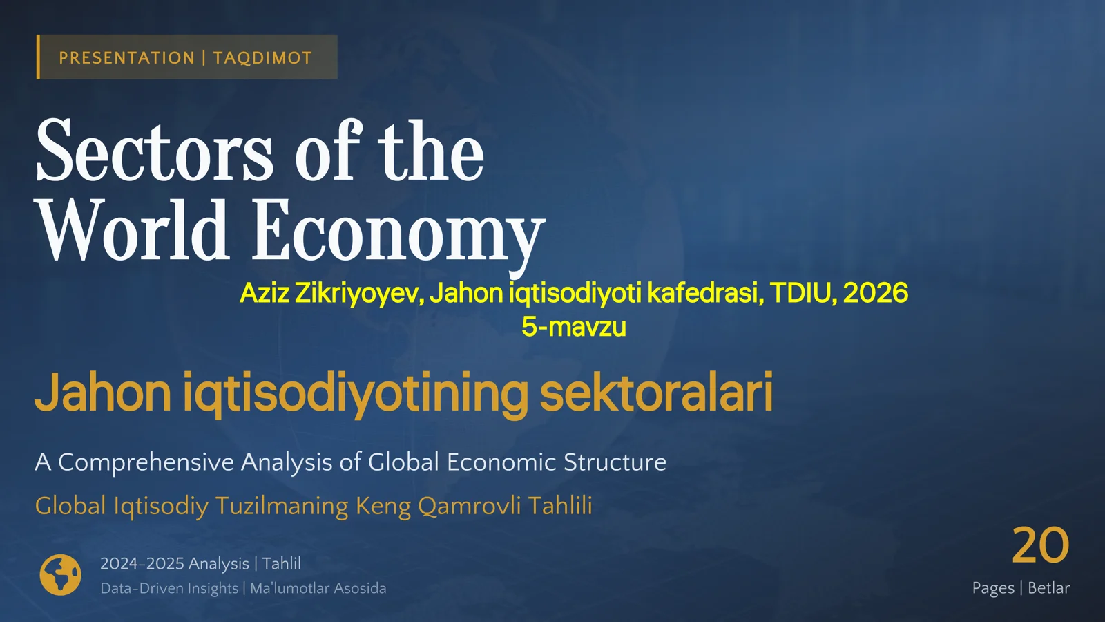 Jahon iqtisodiyotining sektoralari