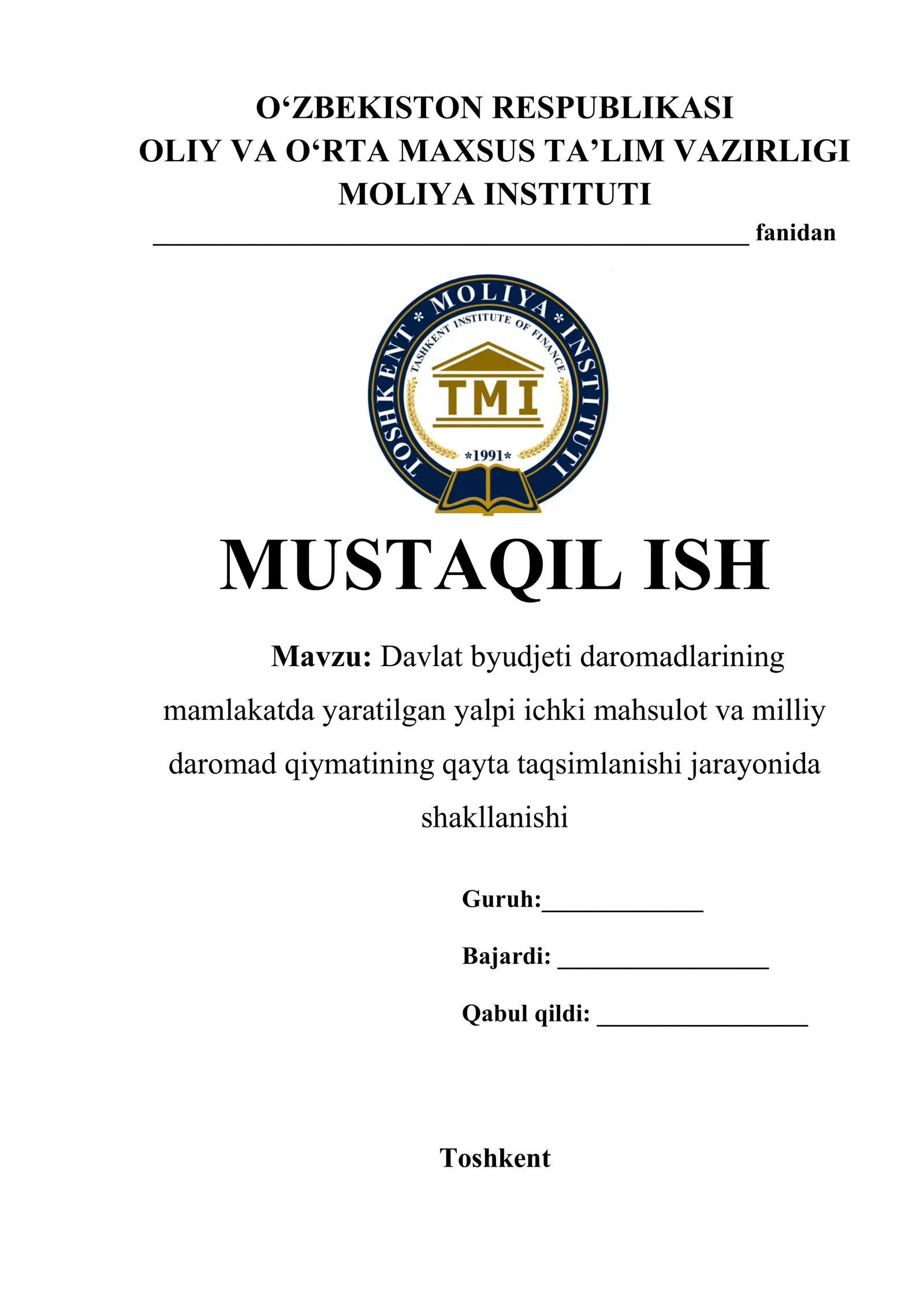 Davlat byudjeti daromadlarining mamlakatda yaratilgan yalpi ichki mahsulot va milliy daromad qiymatining qayta taqsimlanishi jarayonida shakllanishi