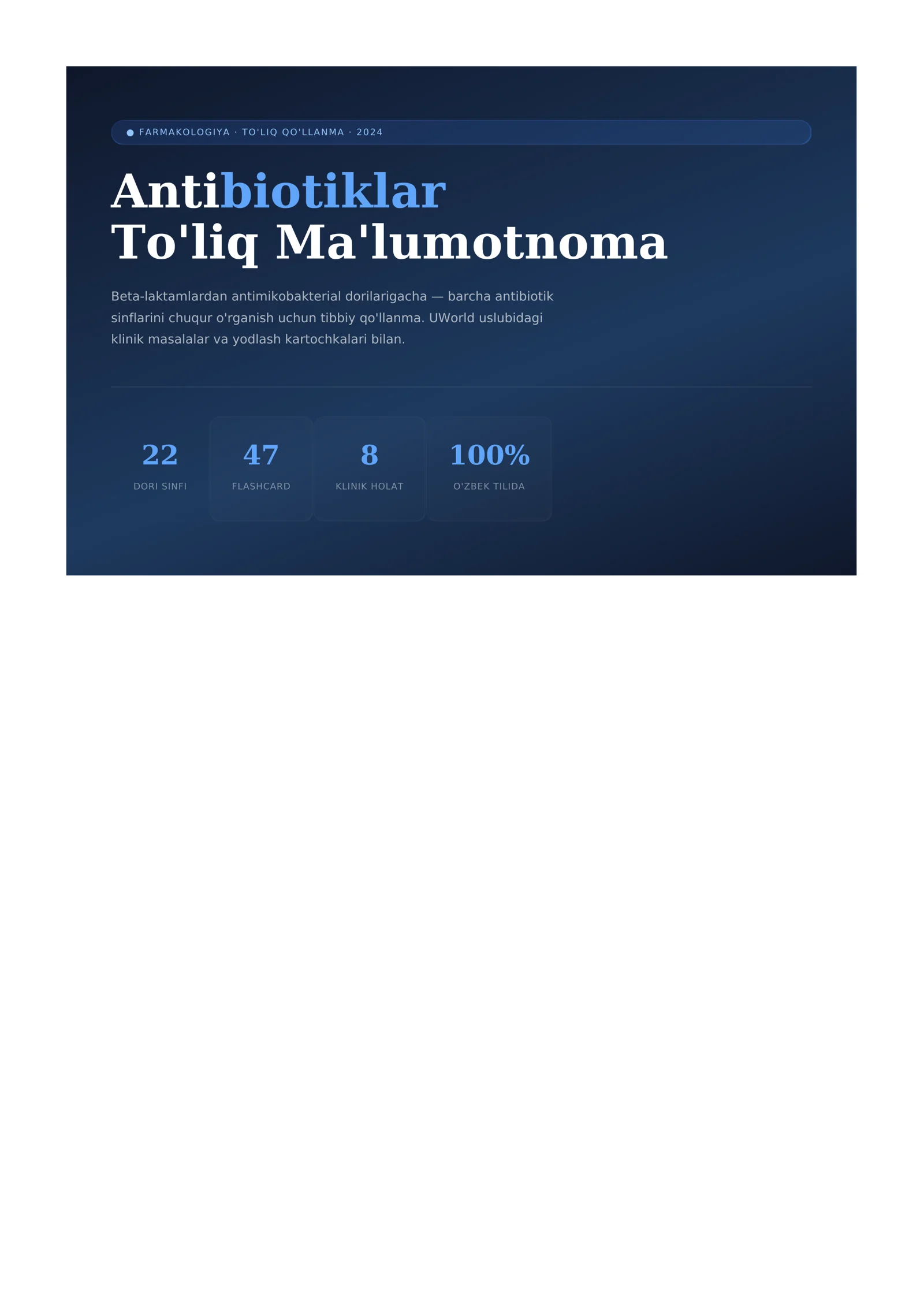Antibiotiklar
To'liq Ma'lumotnoma