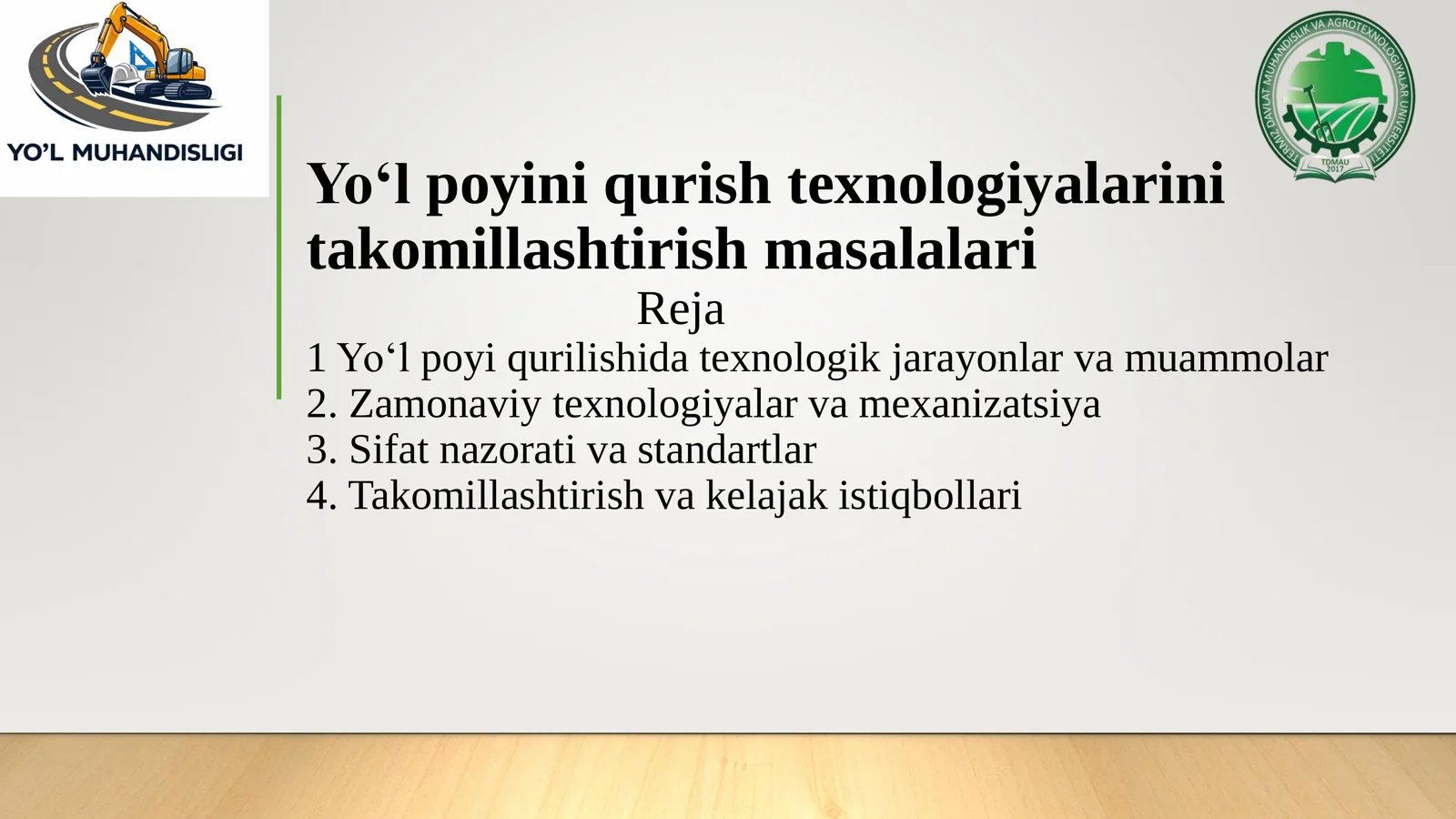 Yo‘l poyini qurish texnologiyalarini takomillashtirish masalalari