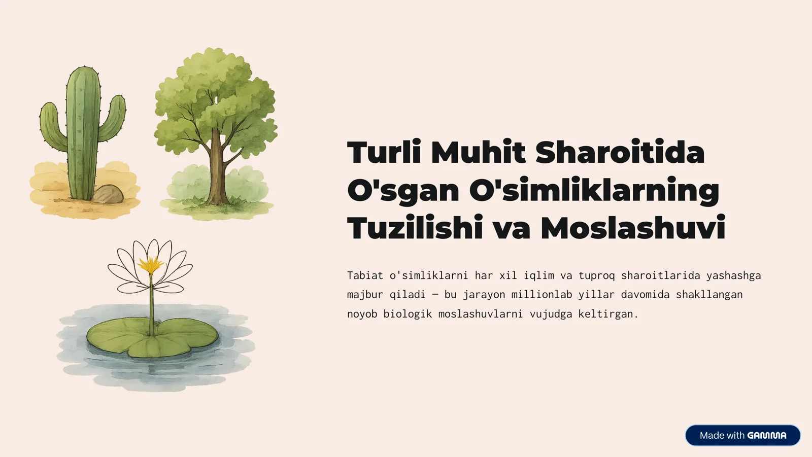 O'simliklar va Yashash Muhitining Ta'siri