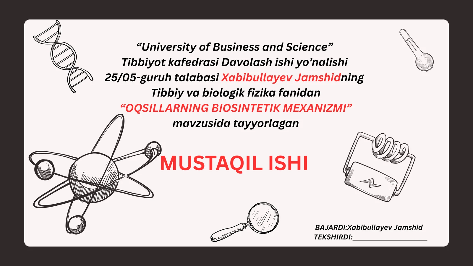 OQSILLARNING BIOSINTETIK MEXANIZMI