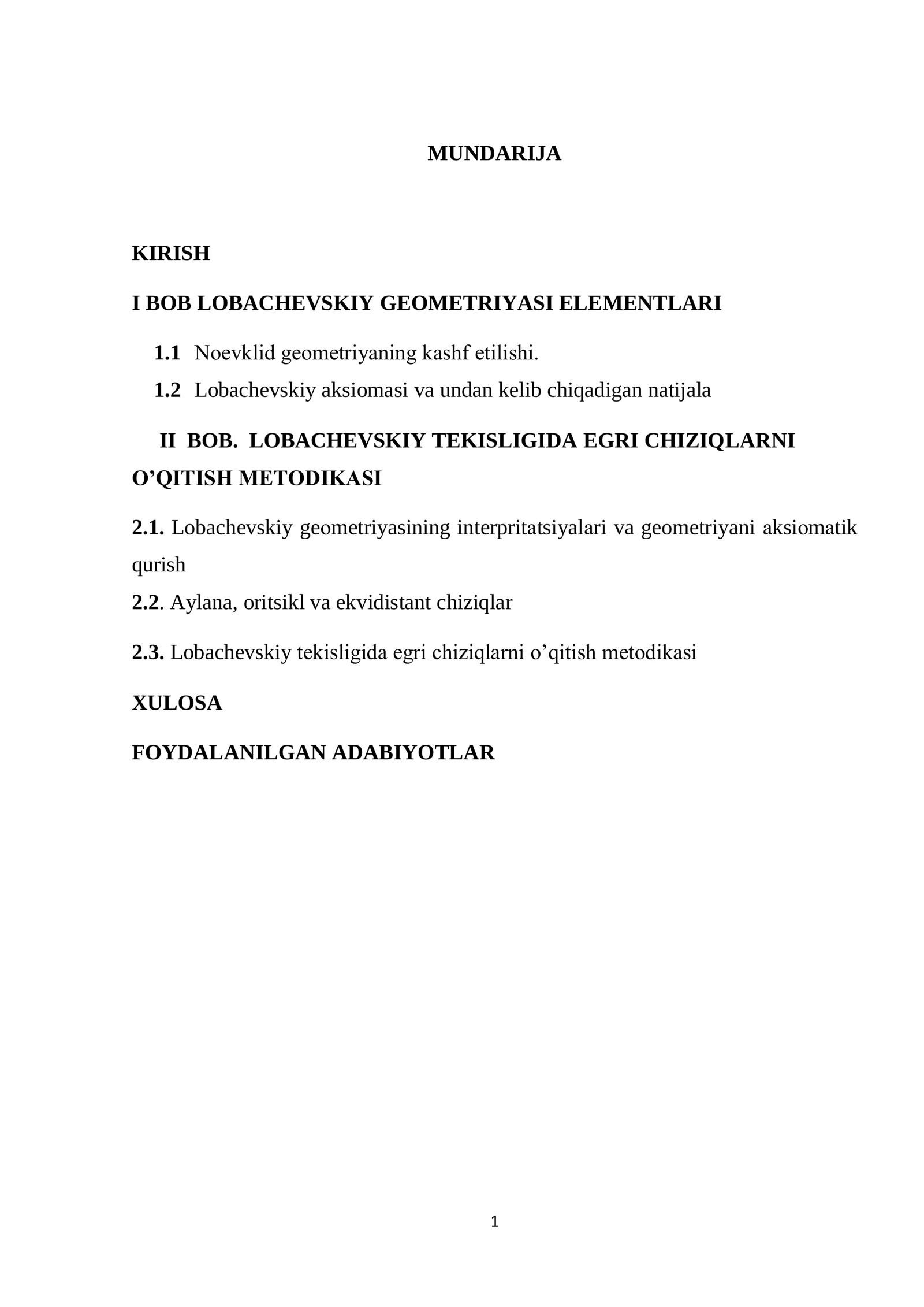 Bob Lobachevskiy Geometriyasi Elementlari