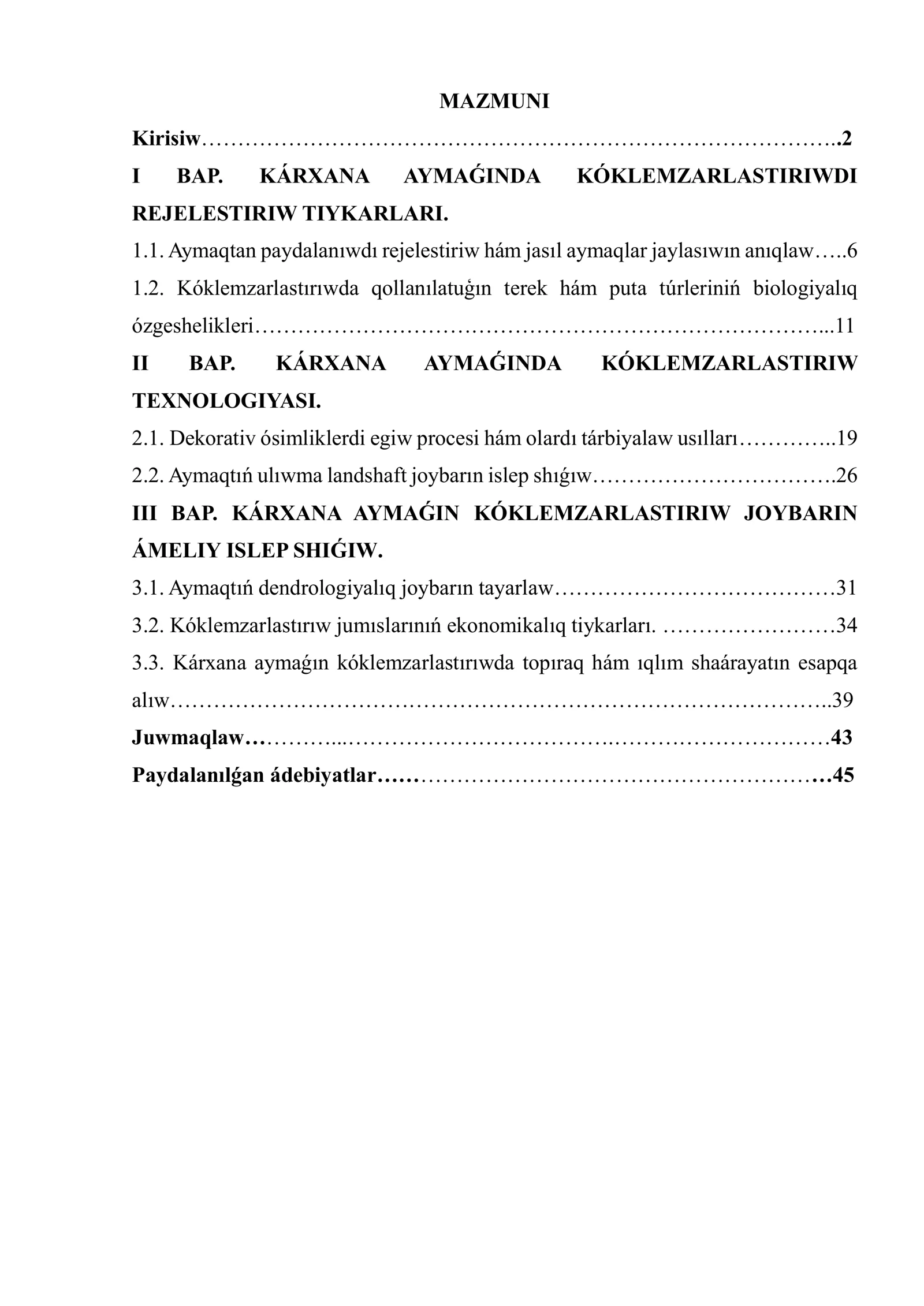 Kóklemzarlastiriw Texnologiyasi