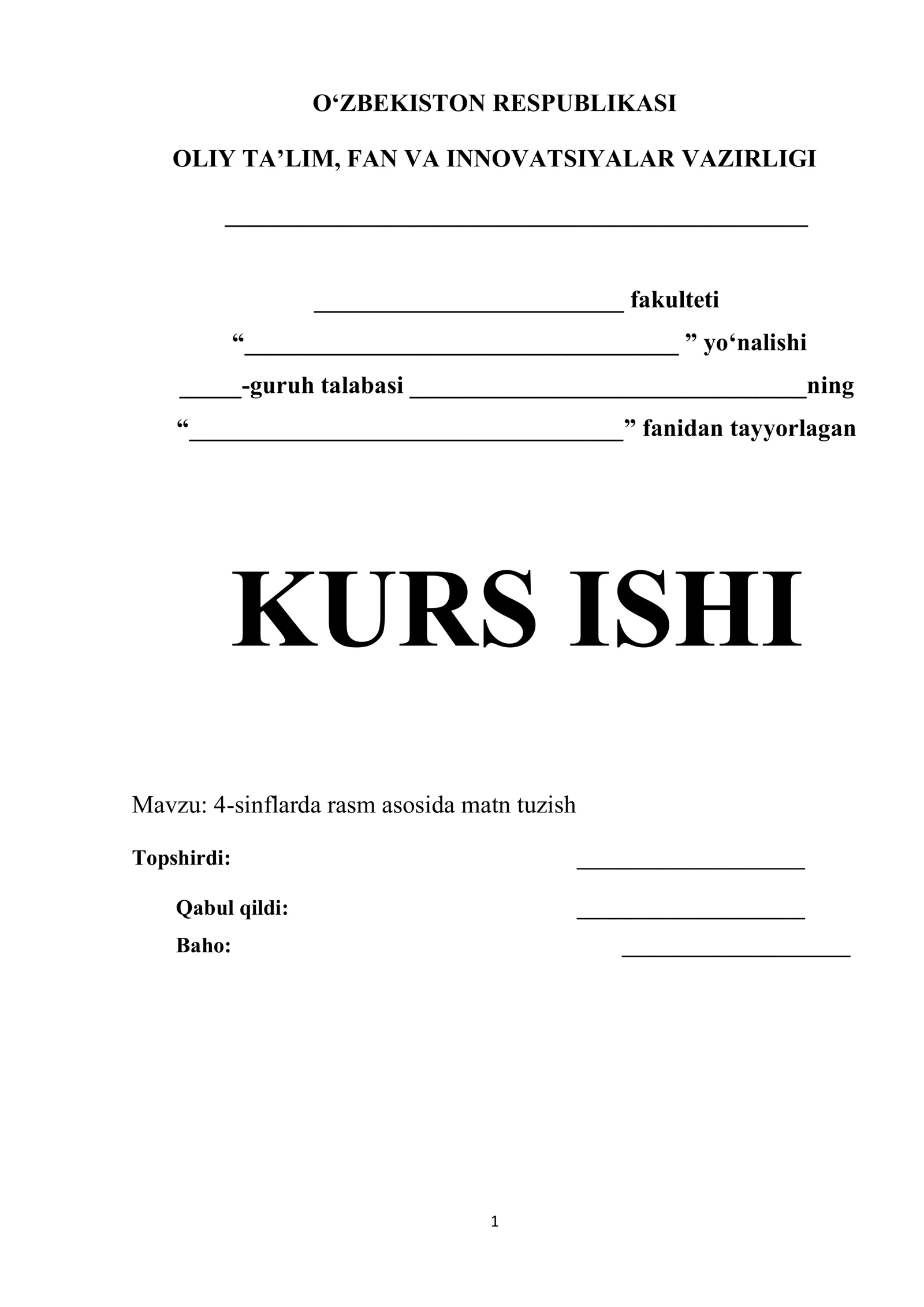 4-sinflarda rasm asosida matn tuzish