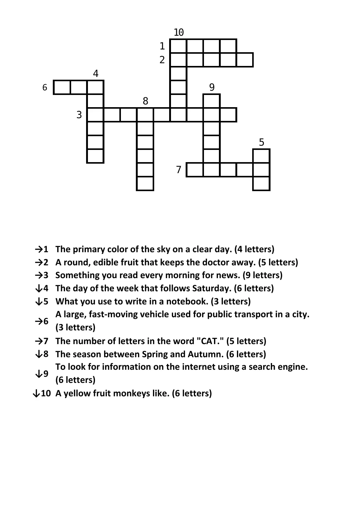 "Crossword" English Easy Level №5