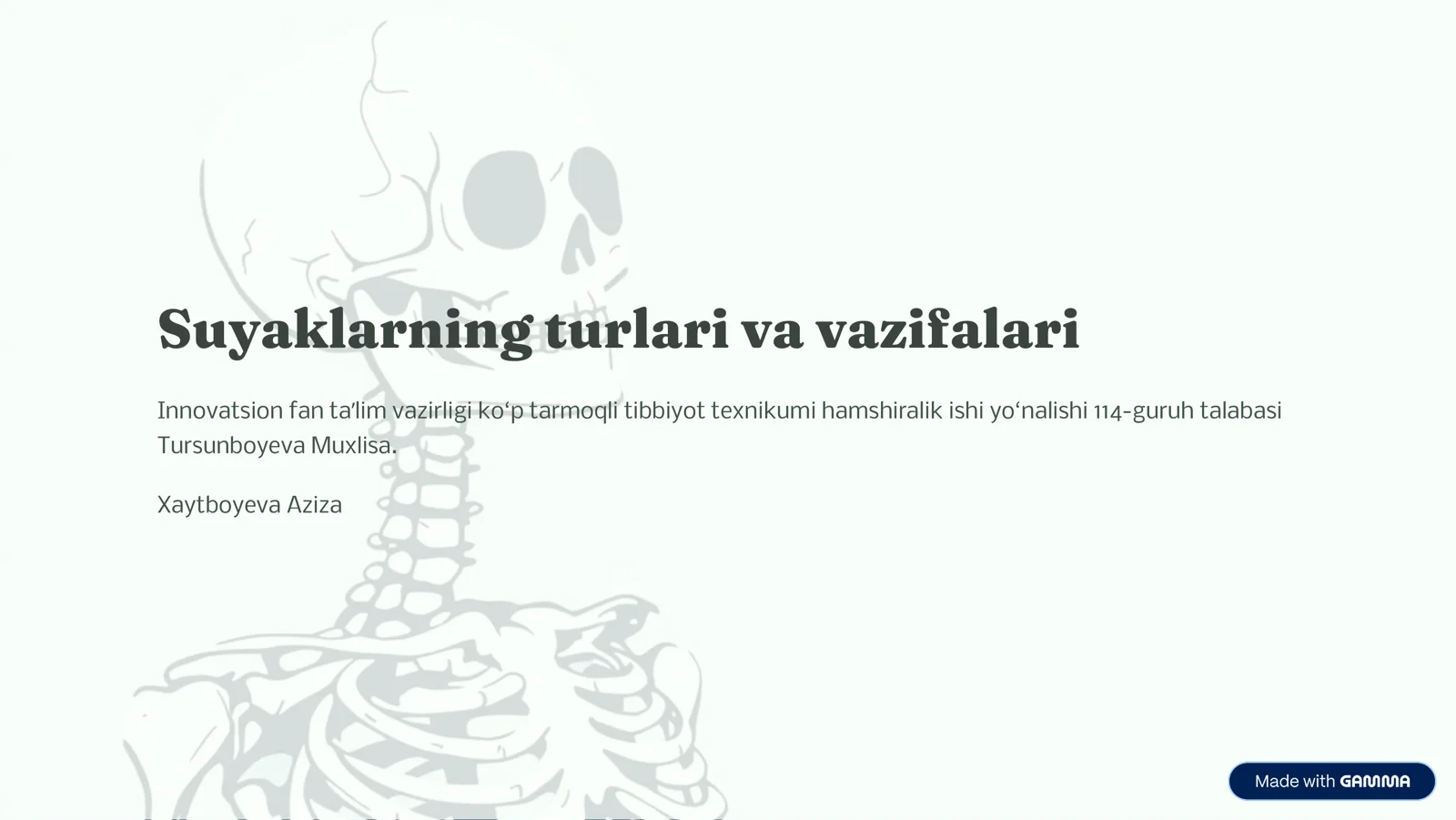 Suyaklarning turlari va vazifalari