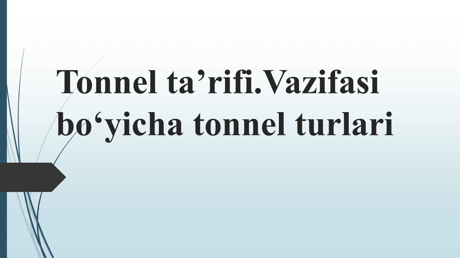 Tonnel ta’rifi.Vazifasi bo‘yicha tonnel turlari