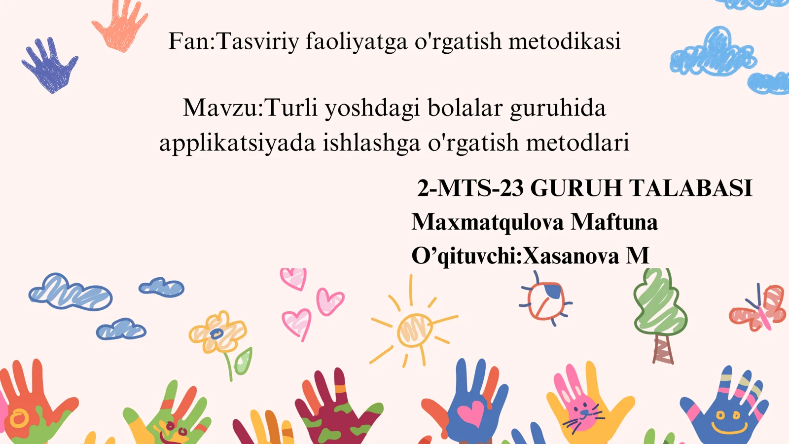 Turli yoshdagi bolalar guruhida applikatsiyada ishlashga o'rgatish metodlari