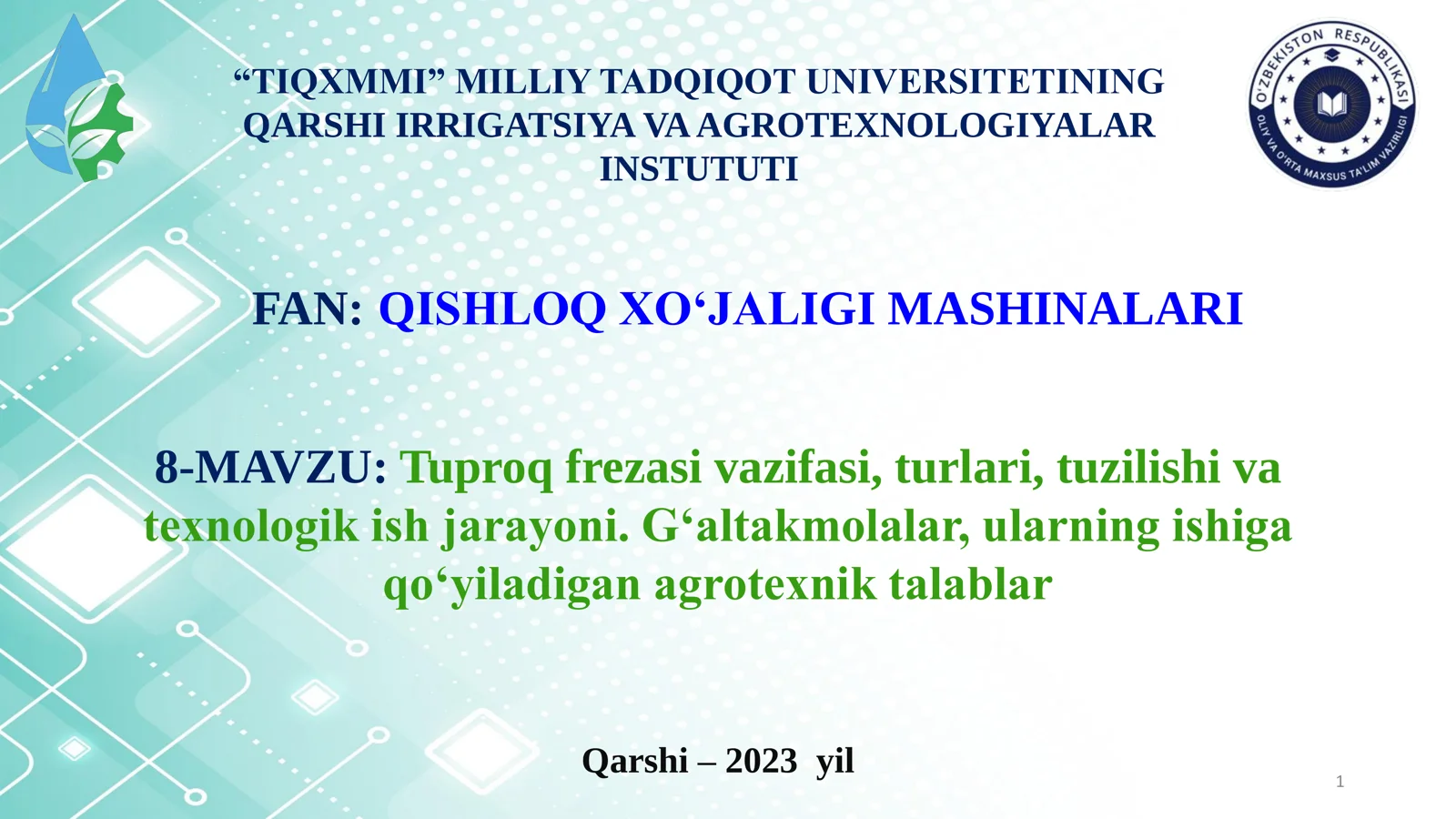 Tuproq frezasi vazifasi, turlari, tuzilishi va texnologik ish jarayoni. G‘altakmolalar, ularning ishiga qo‘yiladigan agrotexnik talablar