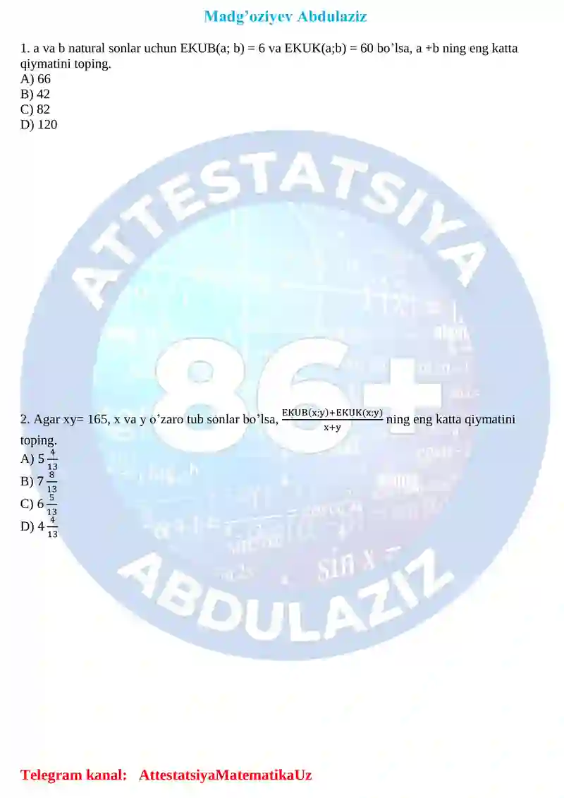 Ekub va Ekuk test