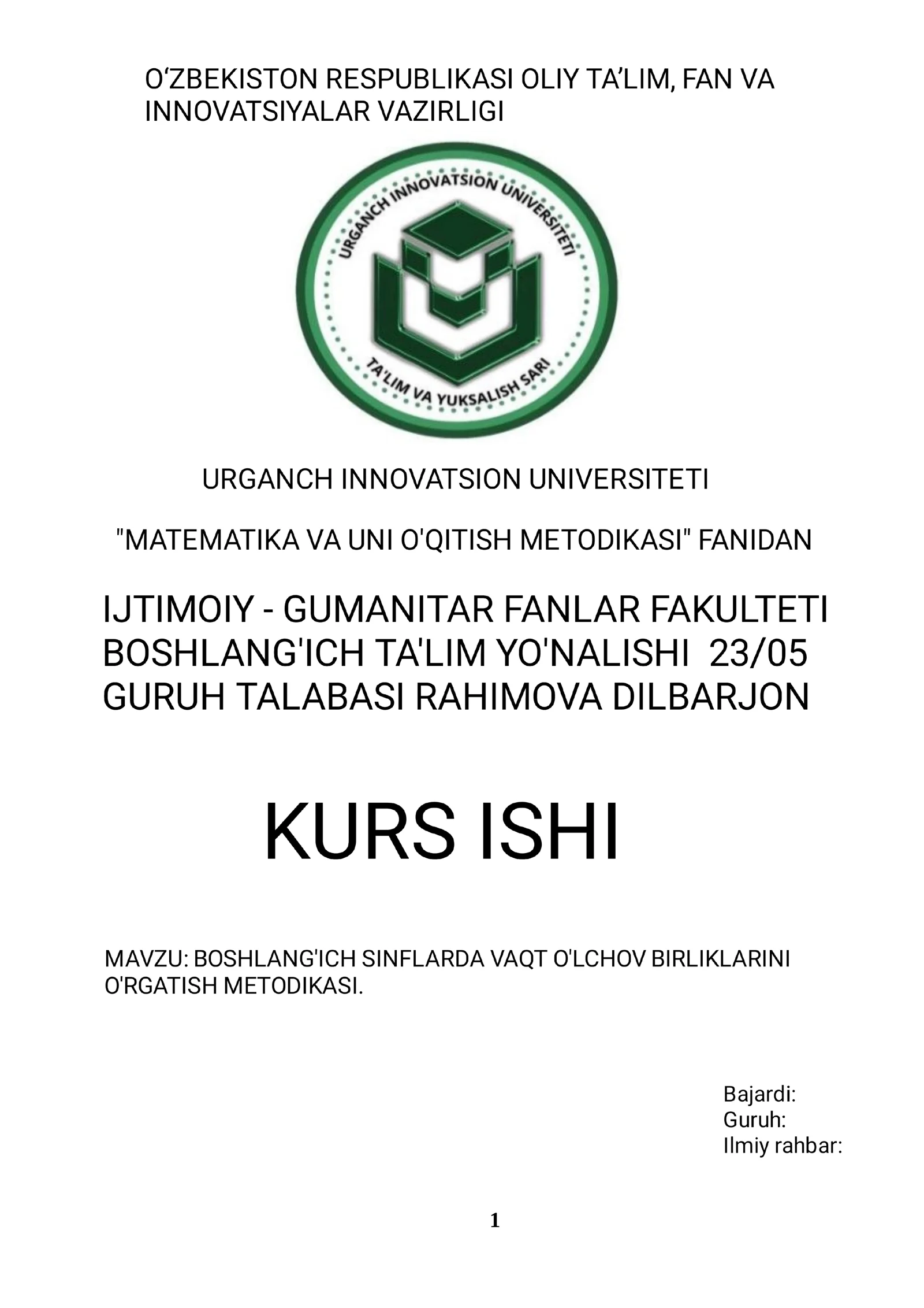 Vaqt o‘lchov birliklari tushunchasiga kirish