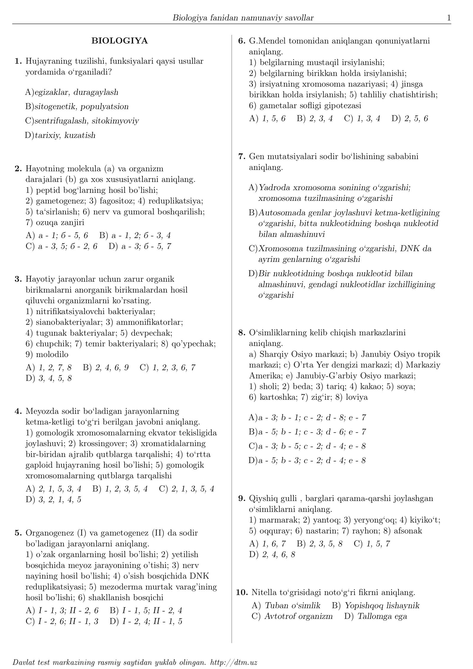 DTM_BIOLOGIYA savol-javoblar.