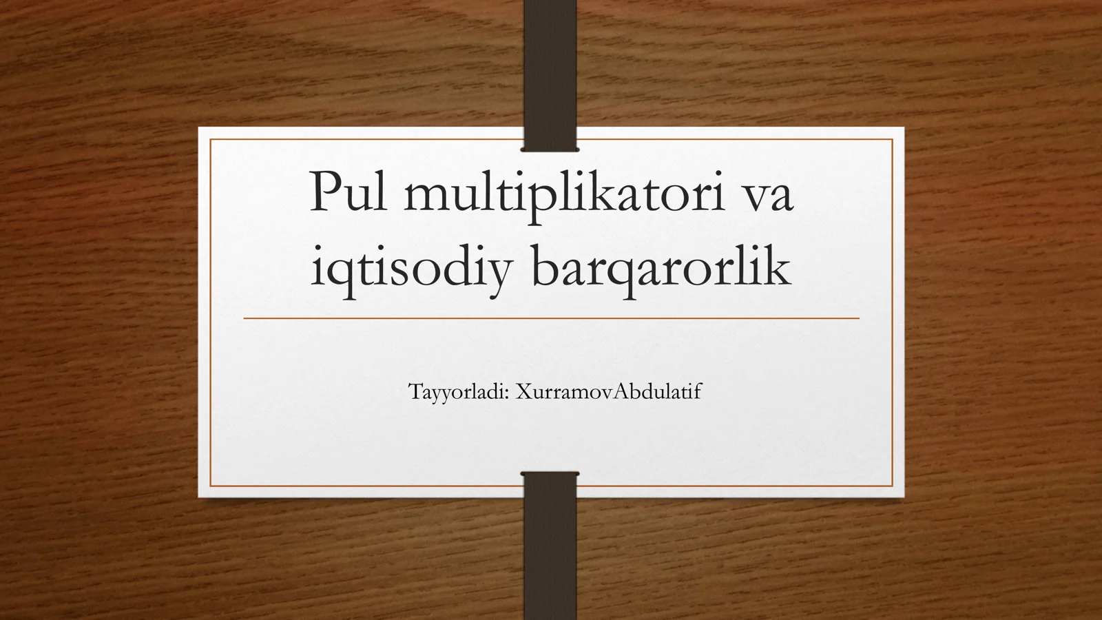 Pul multiplikatori va iqtisodiy barqarorlik