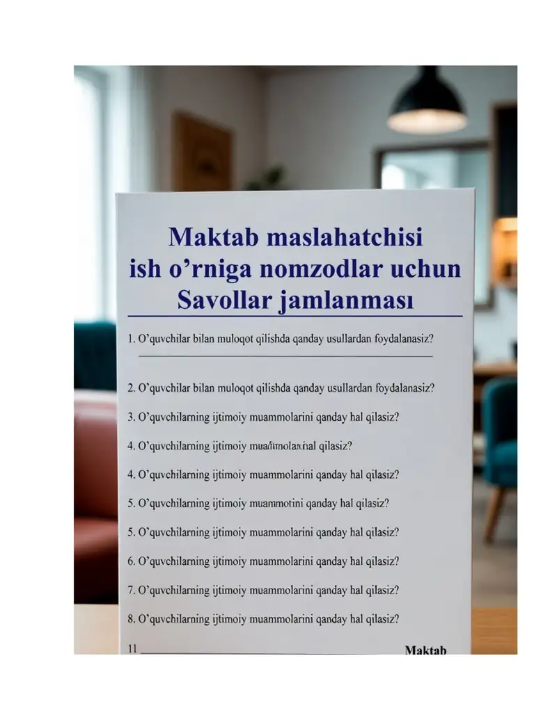 Professional Maktab Maslahatchilari uchun "Oltin xazina"!
Maktab maslahatchisi (psixologi) lavozimi