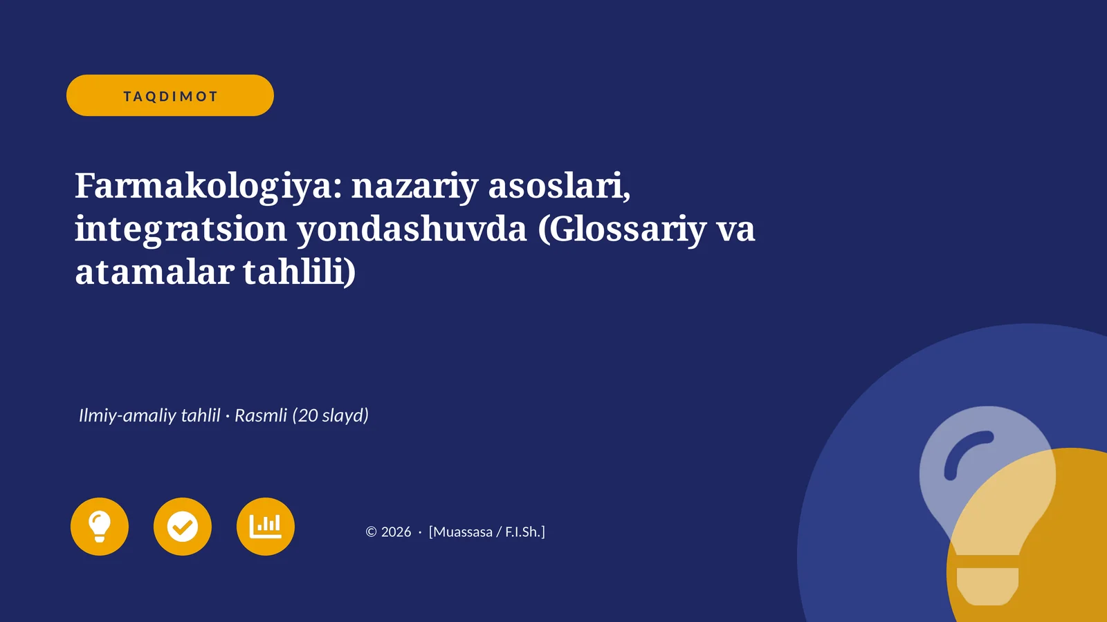 Farmakologiya: nazariy asoslari, integratsion yondashuvda (Glossariy va atamalar tahlili)